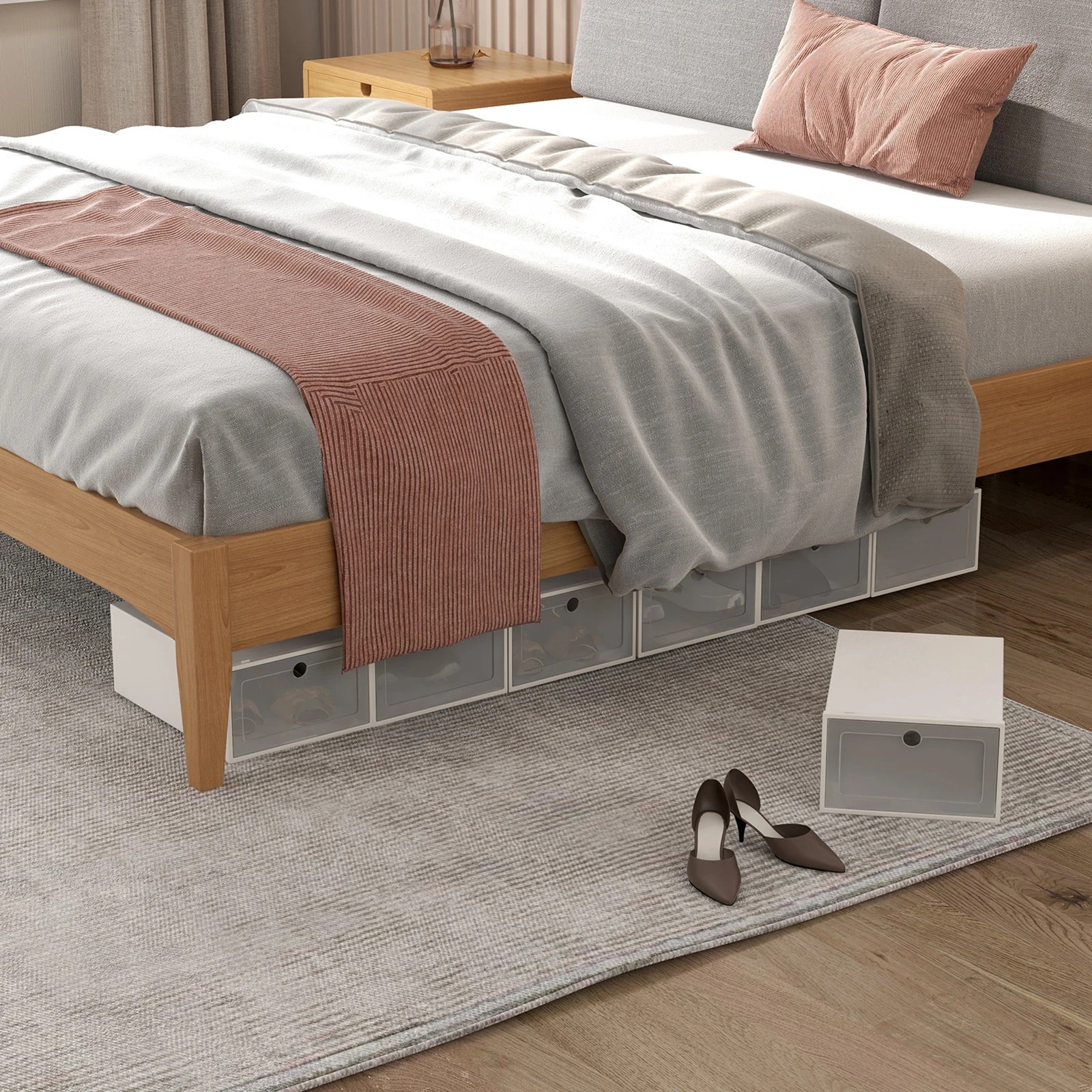 4 Casa Decor 12-Piece Stackable Transparent Shoe Organiser Set - White, 4 of 9