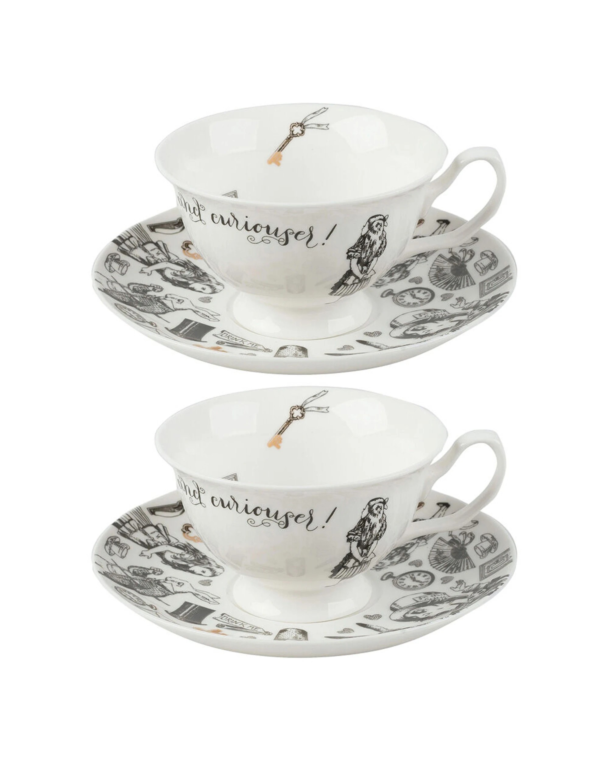 1 Mikasa 2PK Alice In Wonderland Tea Cup And Saucer Set Fine China - Multi, 1 of 8