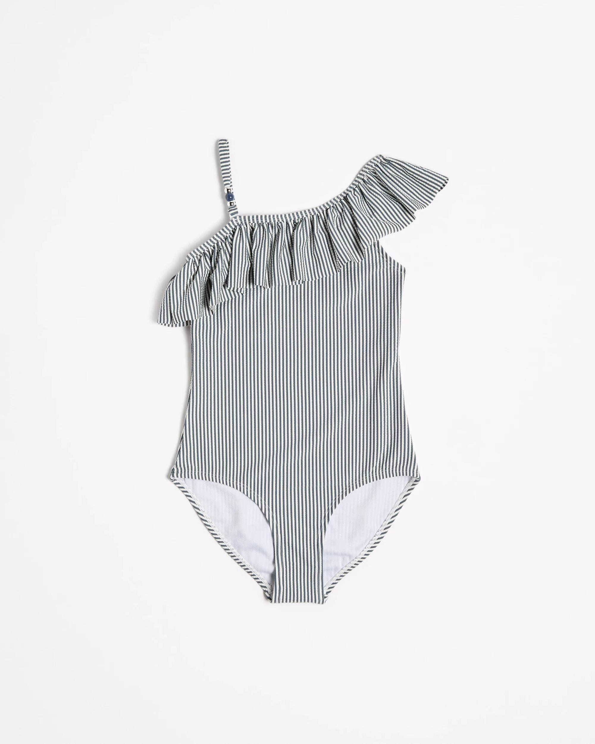 1 Target Textured One Shoulder Swim Suit NAVY STRIPE, 1 of 3