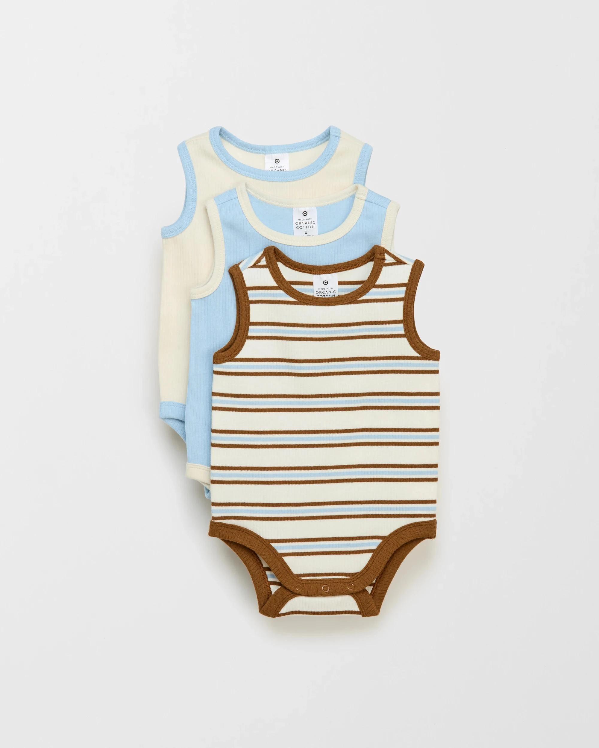 1 Target Baby Organic Cotton Baby Rib Bodysuit 3 Pack RETRO STRIPE, 1 of 4