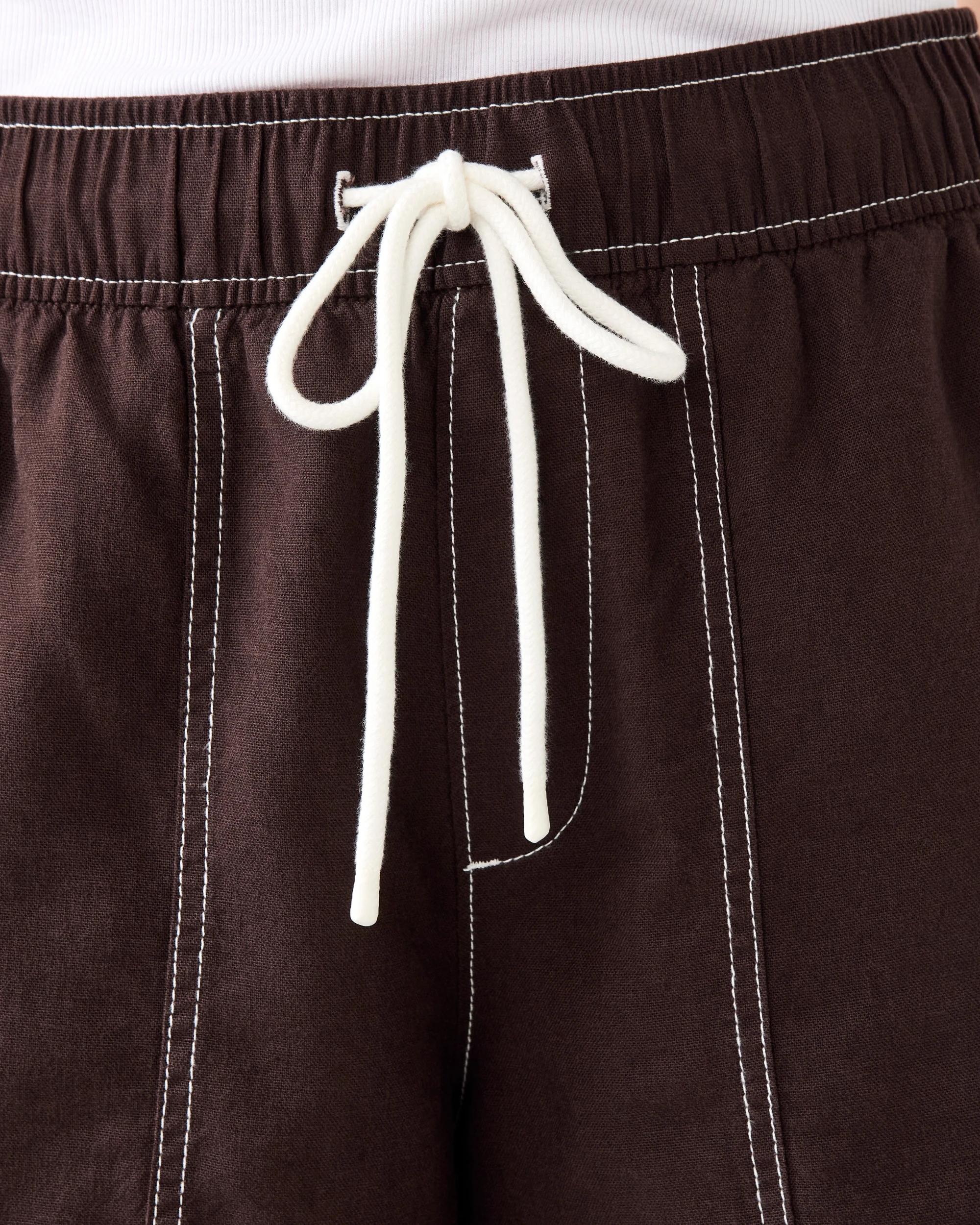 4 Linen Blend Tie Waist Shorts Cbean, 4 of 6