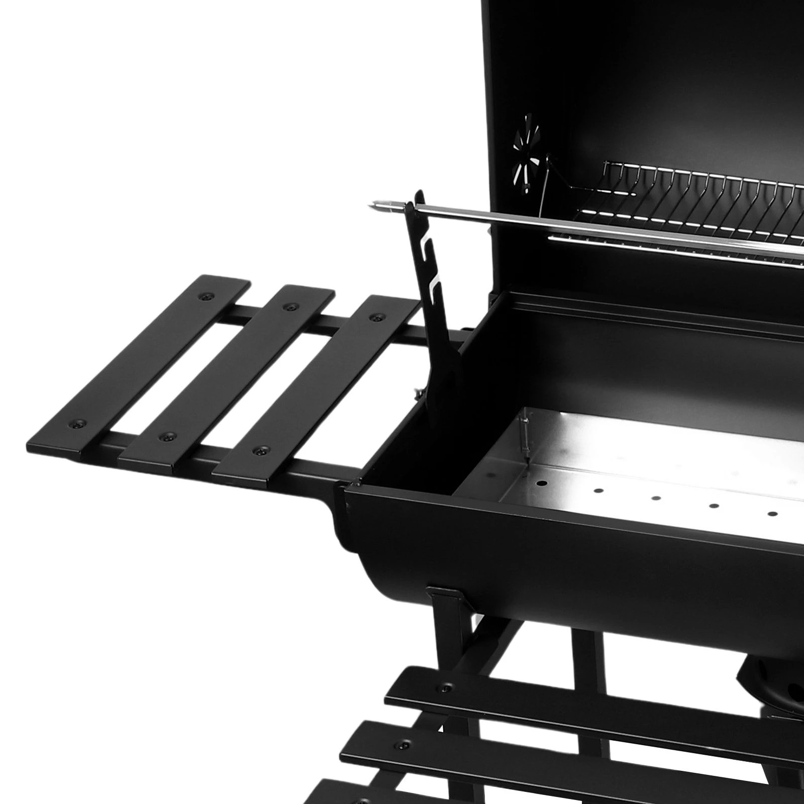 7 Ausway Charcoal BBQ Grill Trolley with Rotisserie Spit for Outdoor Camping & Backyard Barbecues, 7 of 7