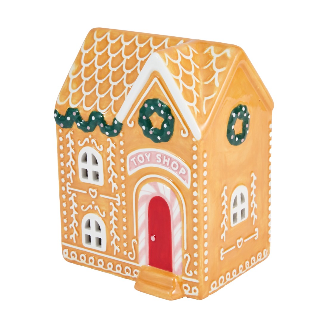 3 Light Up Ceramic Gingerbread Toy Shop, 3 of 6