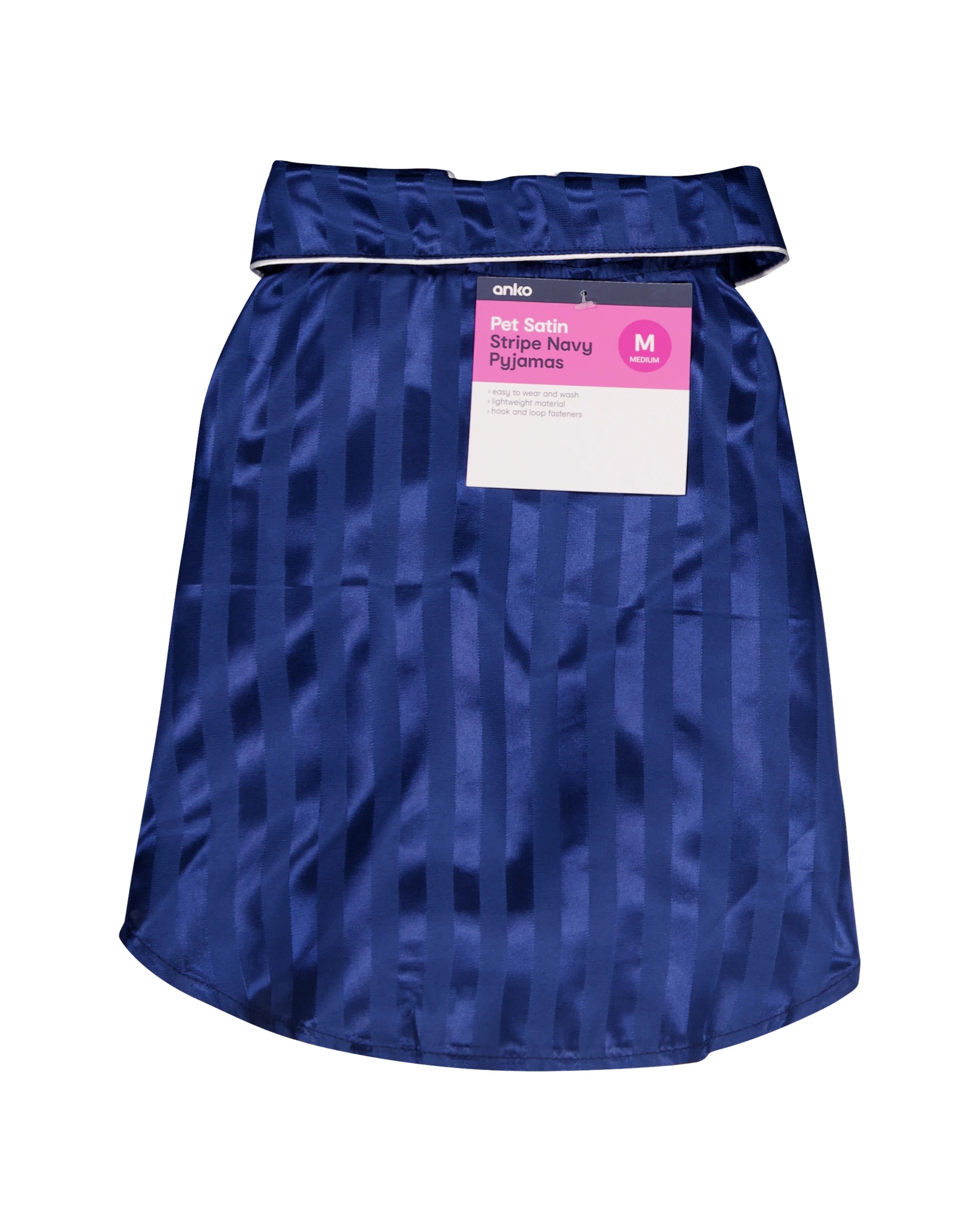 9 Pet Satin Stripe Pyjamas - Medium, Navy, 9 of 9