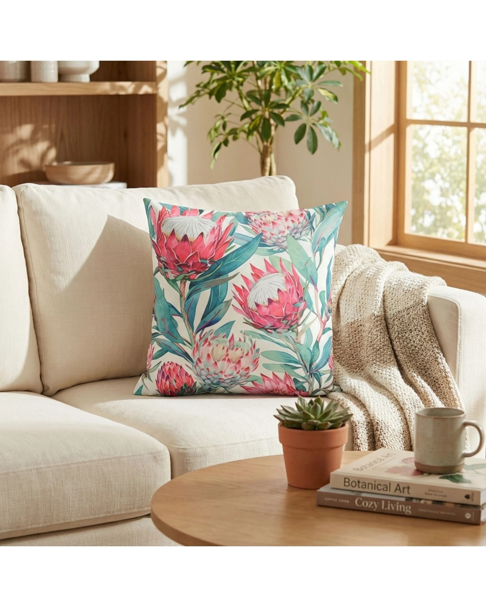2 Urban Style Cushion Floral Throw Pillow Bold Protea Print 45x45cm - Multi, 2 of 8
