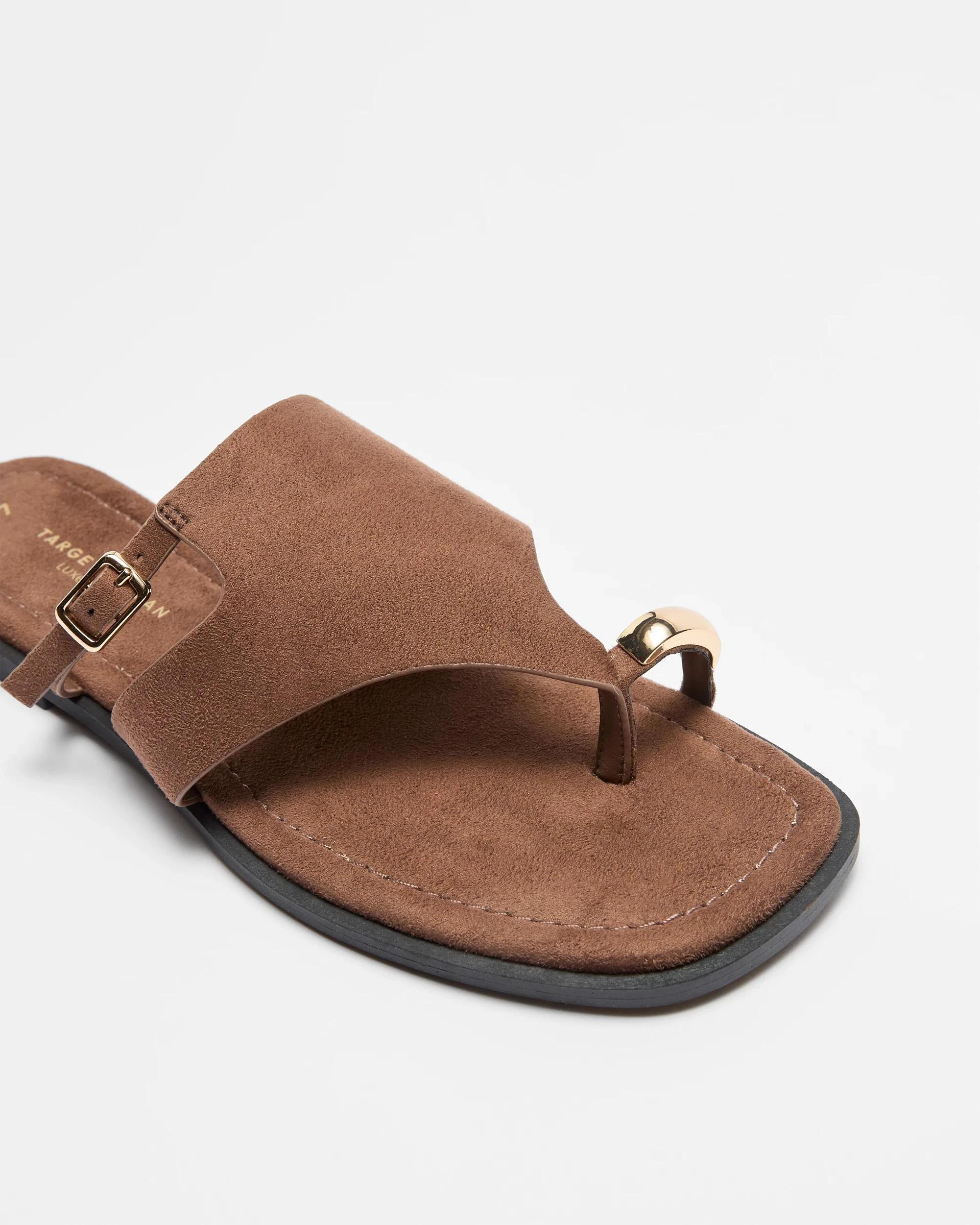 2 Target Womens Metal Trim Thong - Eve CHOCOLATE SUEDE-LIKE, 2 of 3