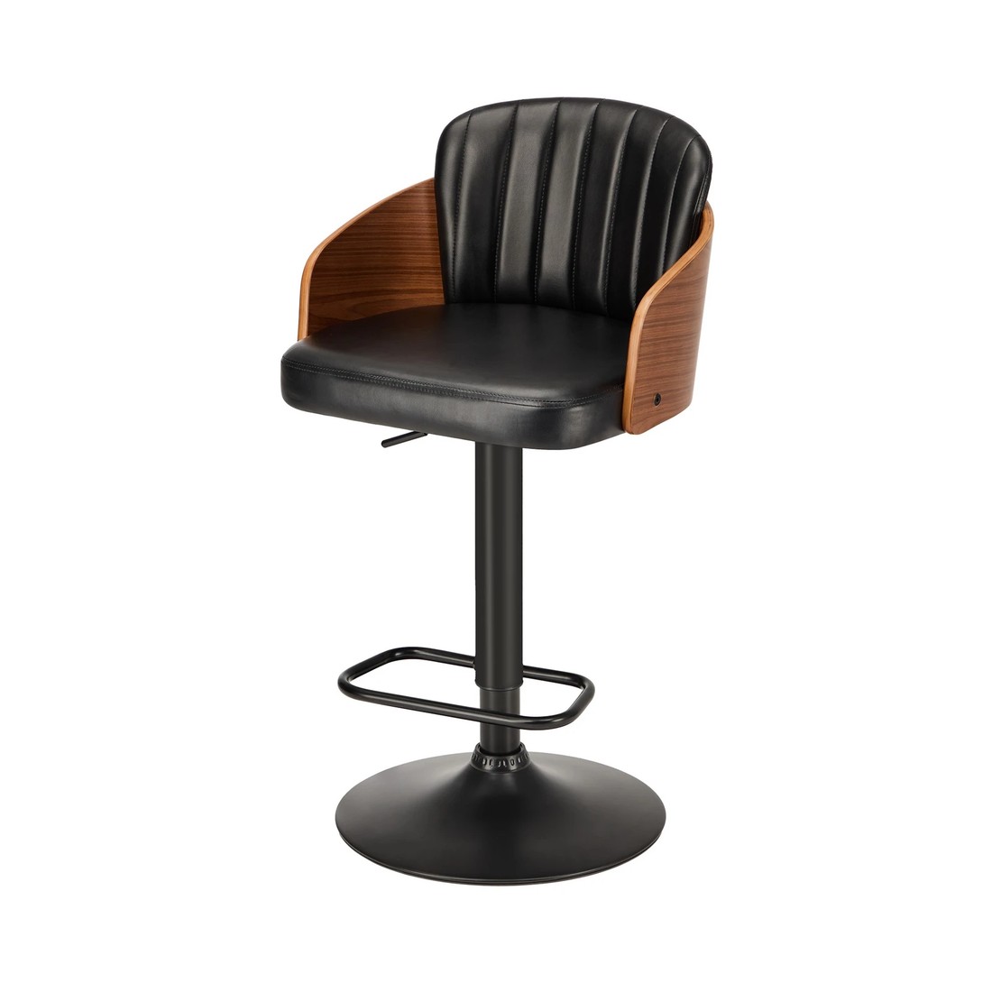 Oikiture 4x Bar Stools Adjustable Counter Height Stool Swivel Leather ...