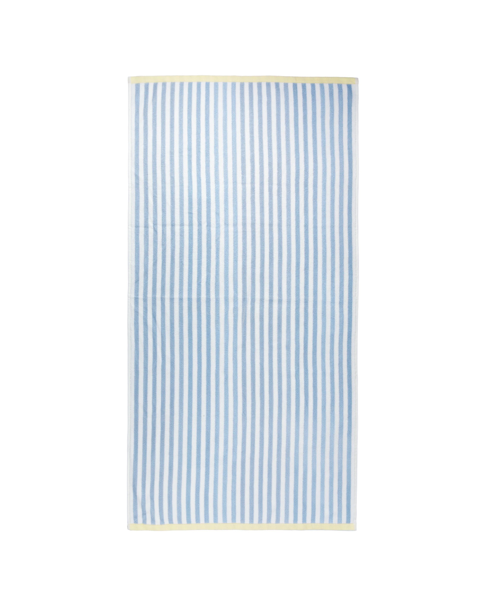 3 Reversible Stripe Cotton Bath Towel - Blue and Yellow, 3 of 5