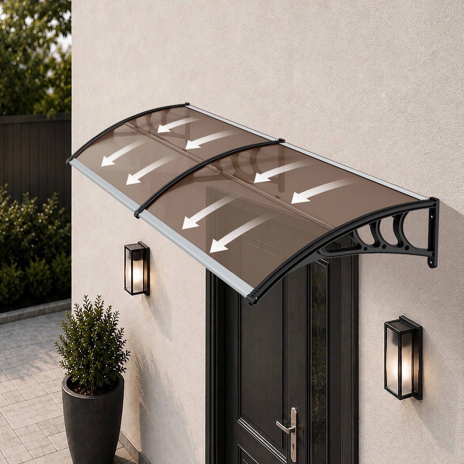 4 Livsip Window Door Awning Canopy Outdoor Patio Rain Cover Sun Shield 0.76mx3m - Brown, 4 of 8