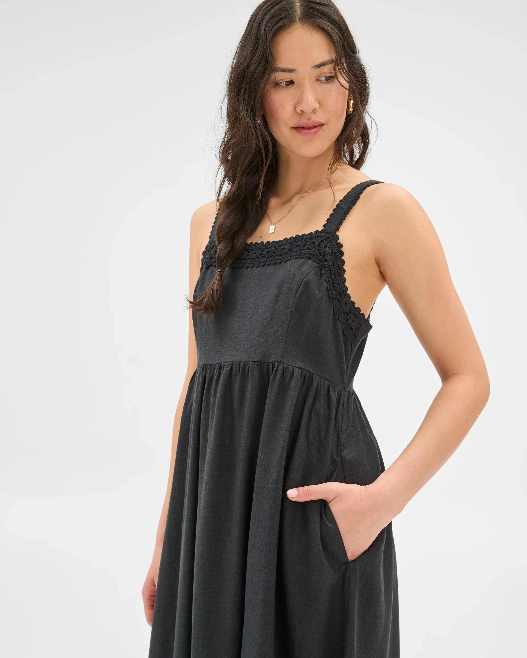 7 Target Linen Blend Square Neck Maxi Dress BLACK, 7 of 9