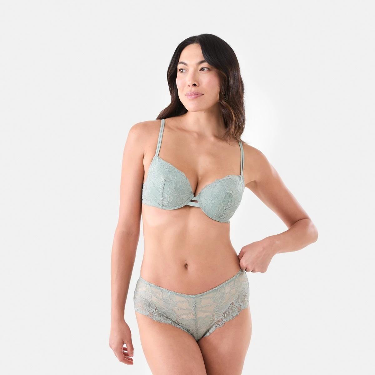 1 Co-ordinated Lace Push-Up Bra Ice Grn, 1 of 7