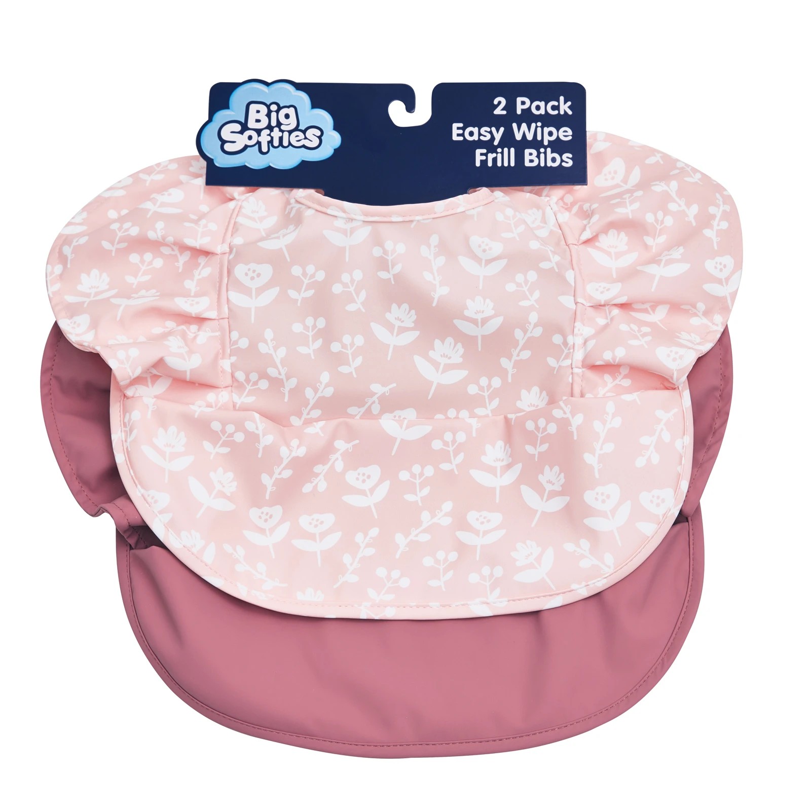 1 Big Softies 2 Pack Recycled pouch bibs wipe free Rose, 1 of 5