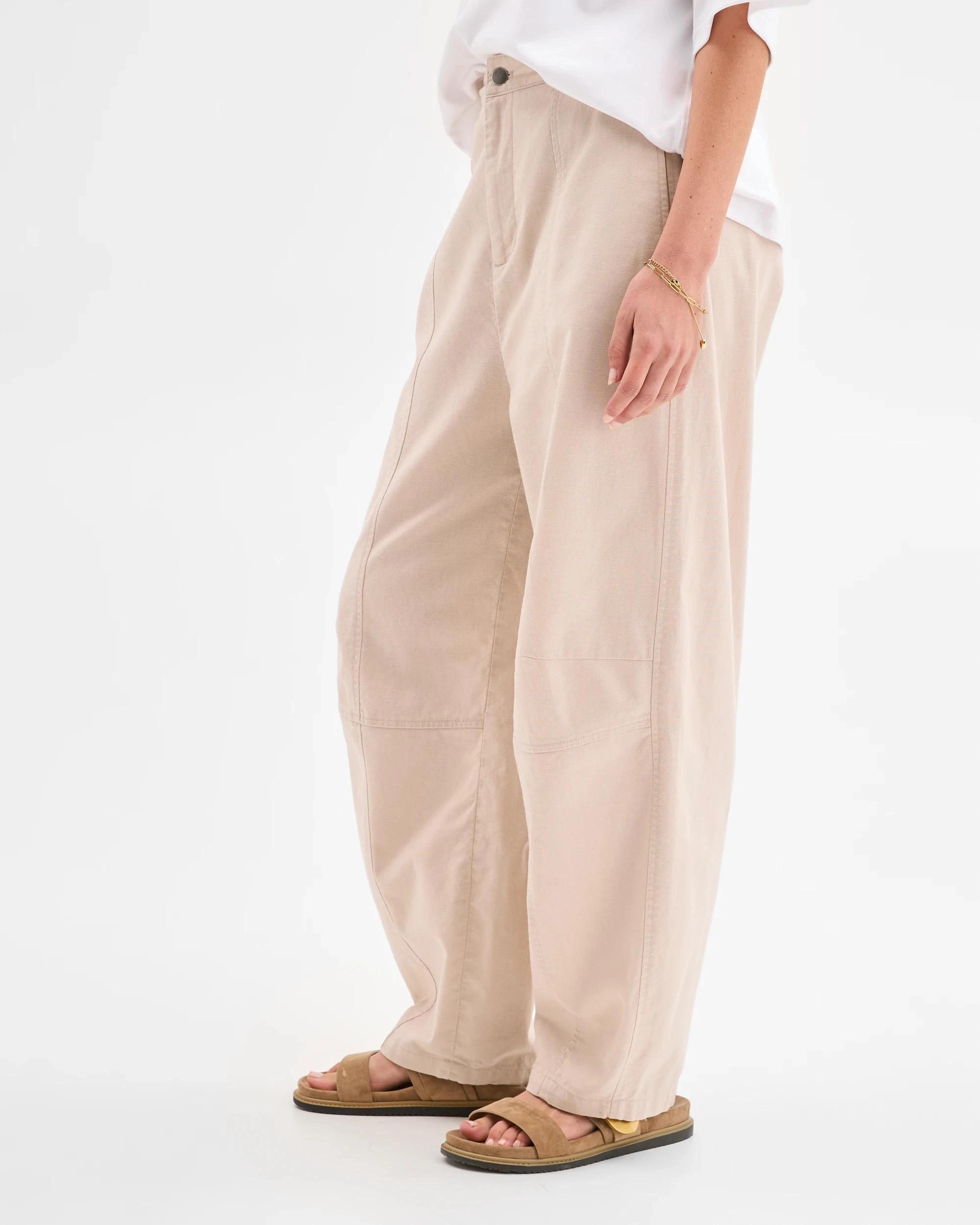 4 Target Australian Cotton Blend Soft Barrel Leg Pants CHALK, 4 of 6