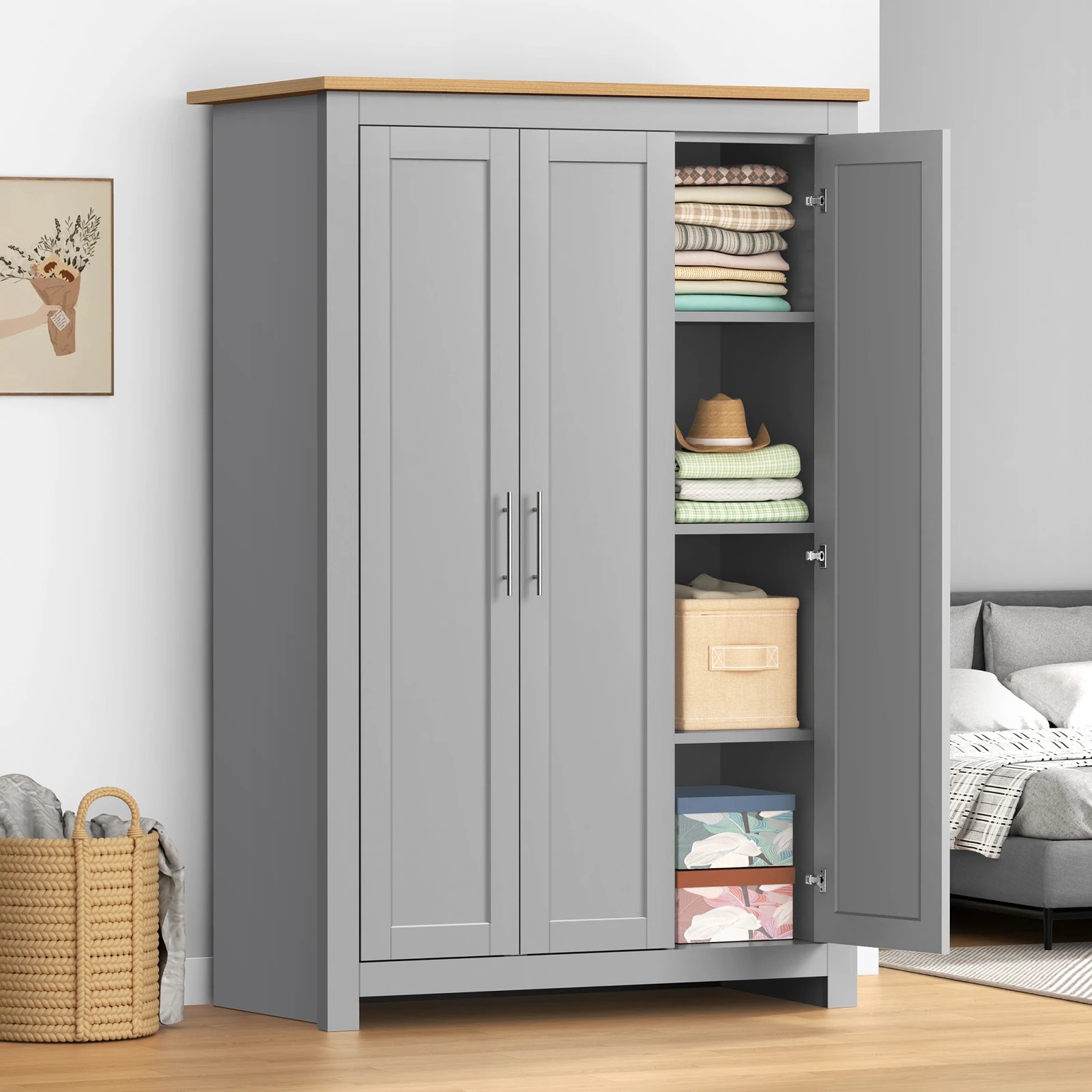 5 Alfordson Wardrobe Clothes Closet Storage Cabinet Organizer Shelf Hanging - Grey, 5 of 10