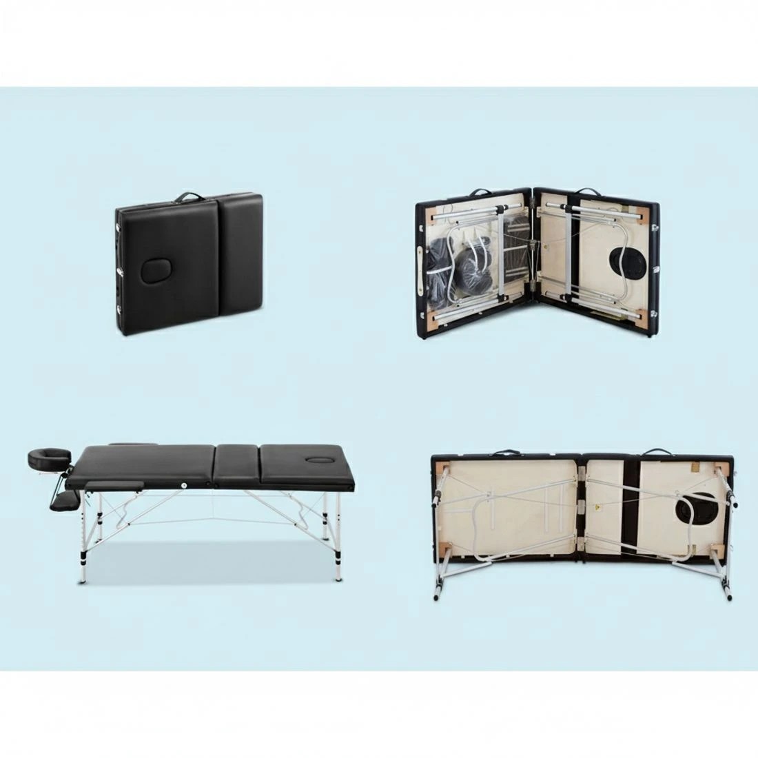 6 Zenses Massage Table 75cm Portable 3 Fold Aluminium Beauty Bed - Black, 6 of 7
