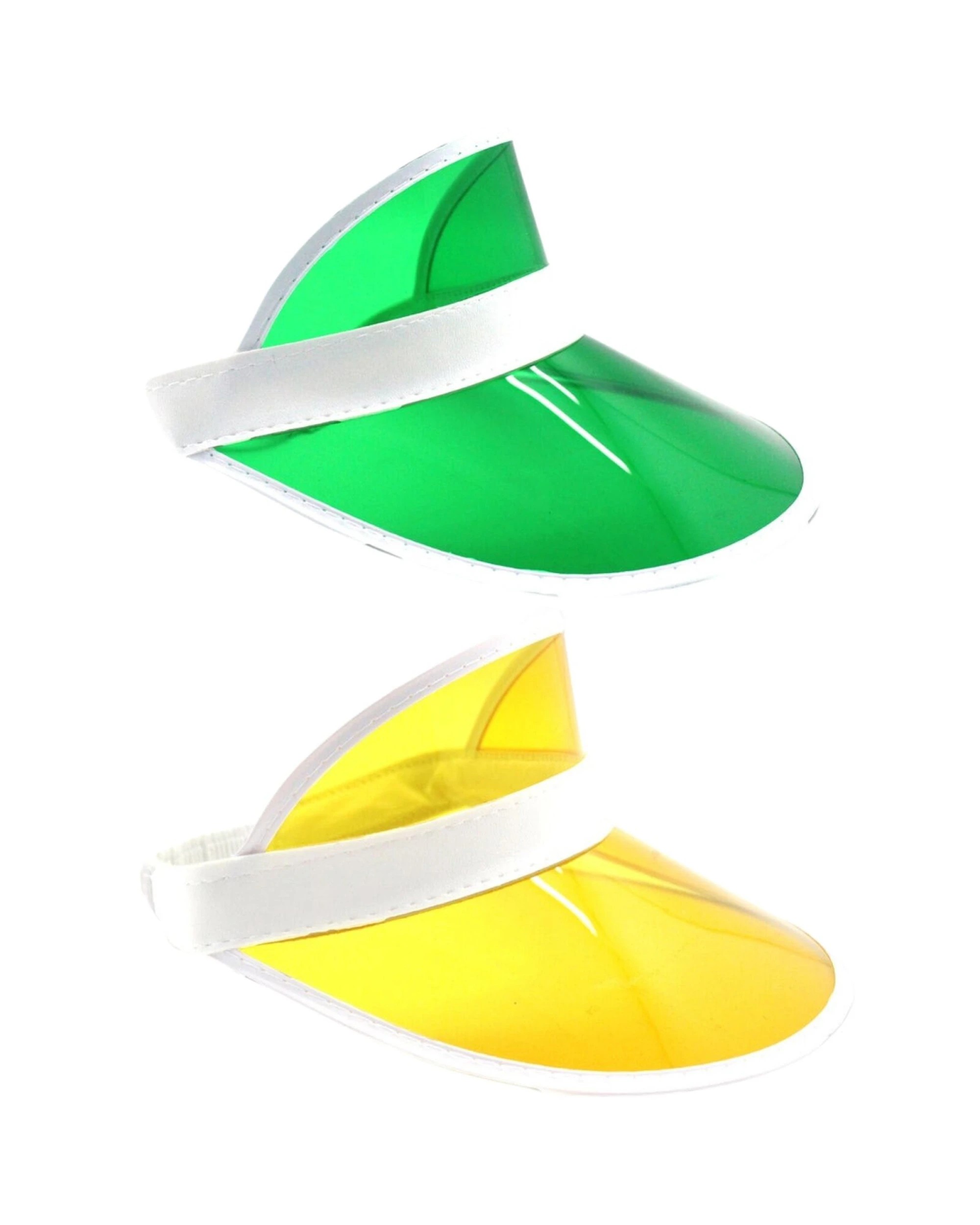 1 BR Costumes 2-Pack Yellow Perspex Visor with White Rim - Retro 80s Rave Accessory, 1 of 3