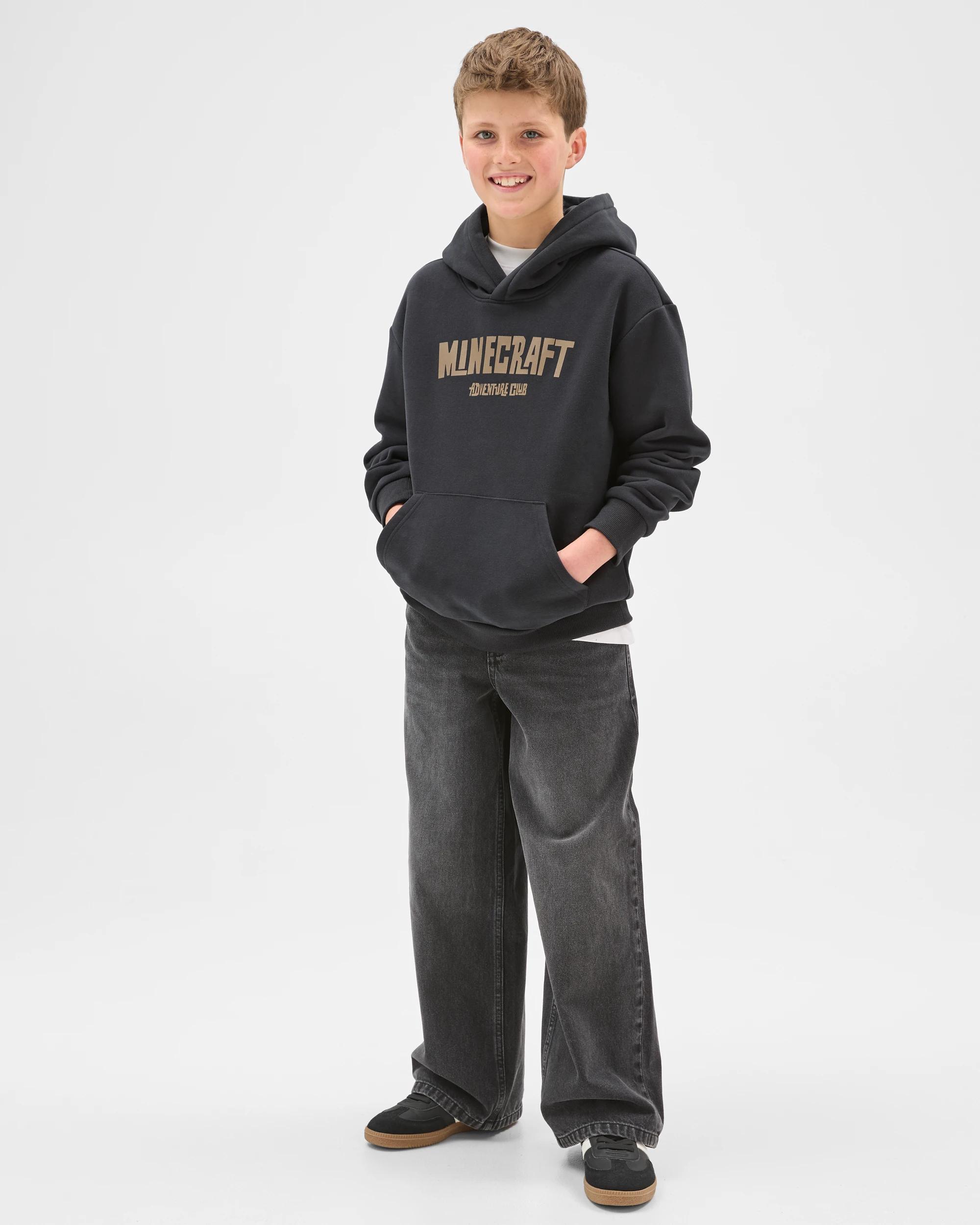 1 Minecraft Australian Cotton Blend Popover Hooded Jumper BLACK, 1 of 7