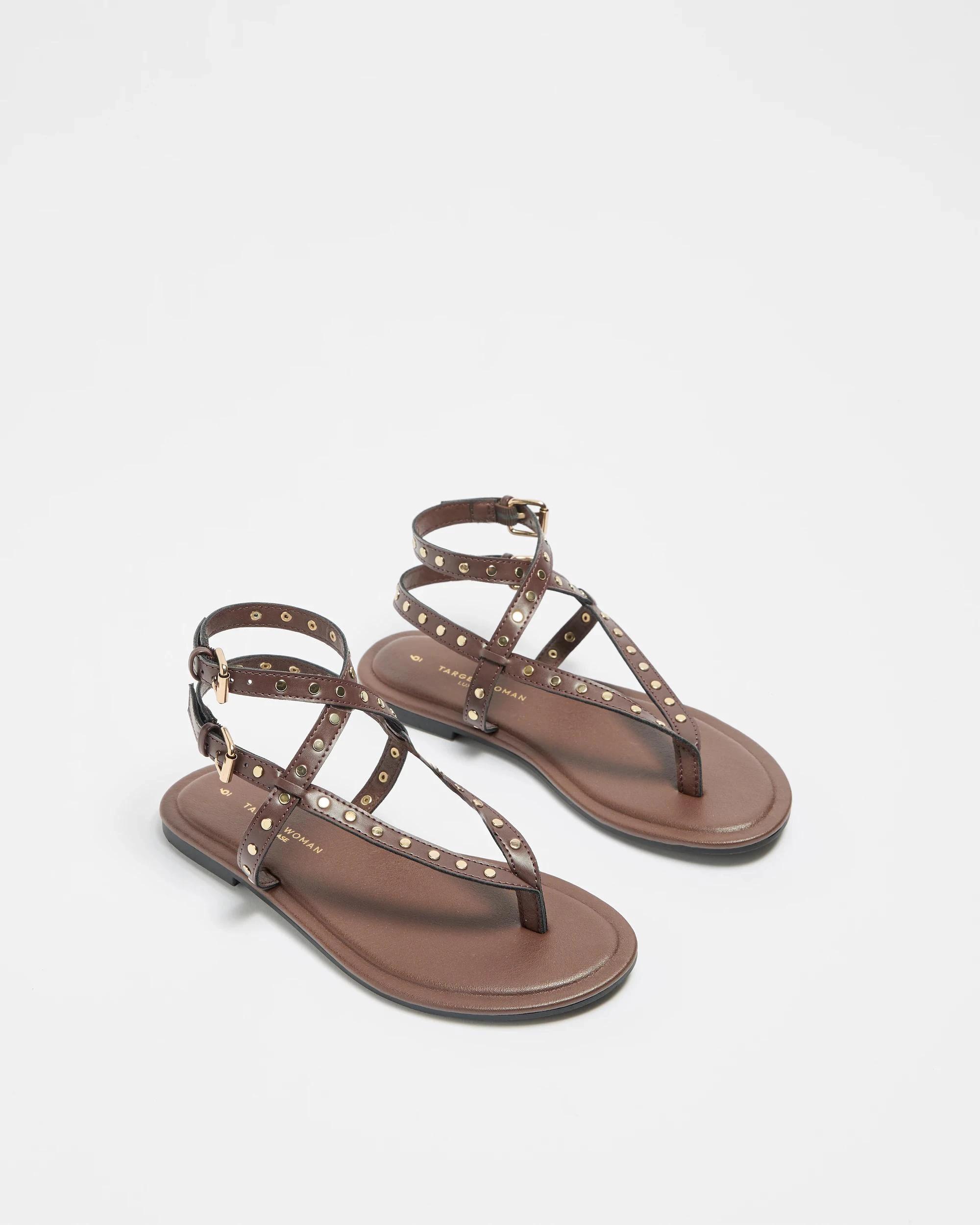 3 Target Womens Gladiator Studded Thongs - Zena CHOCOLATE BROWN, 3 of 3