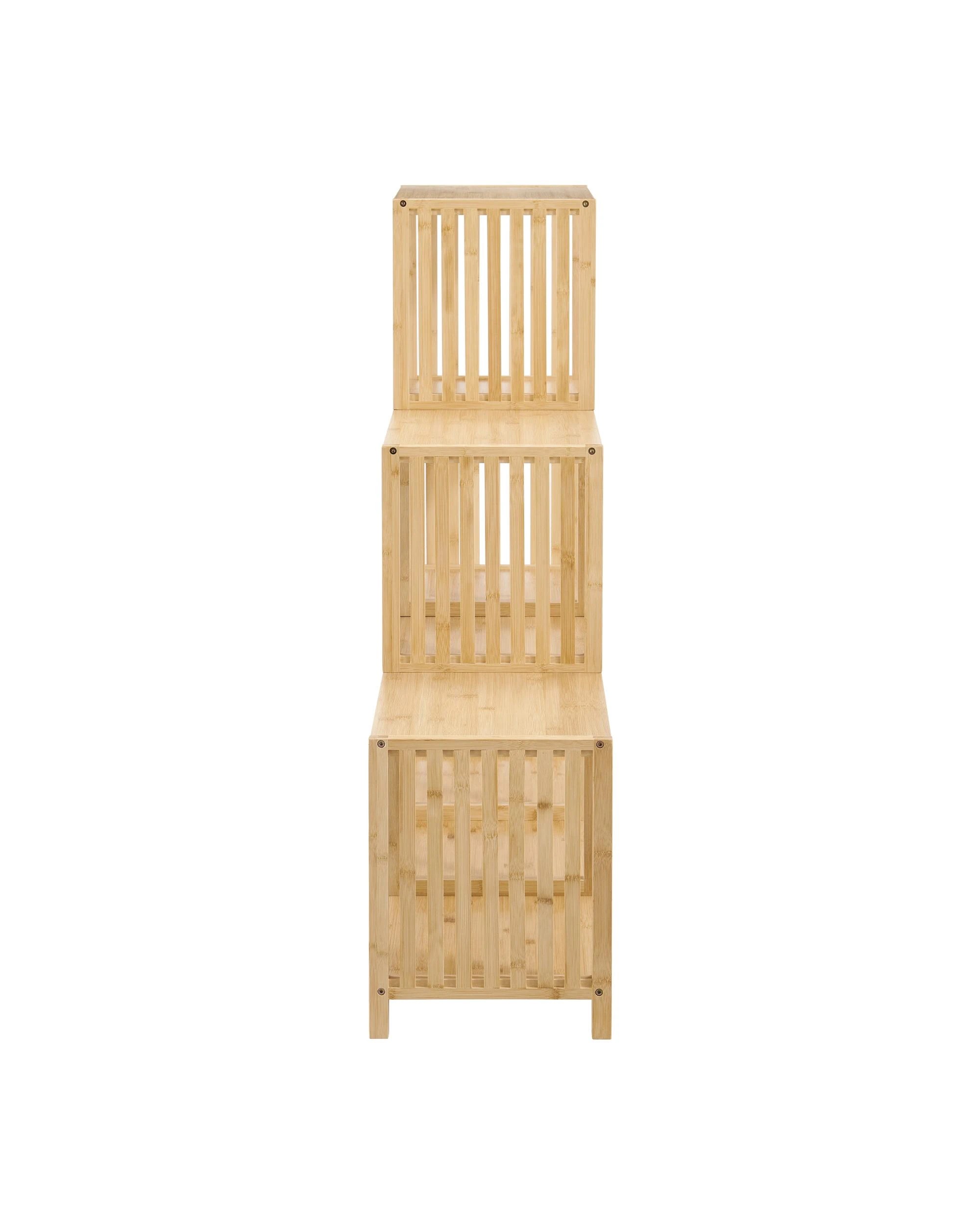 5 Kodu Open Shelf Bookshelf Display Unit 3 Step Bamboo - Natural, 5 of 9