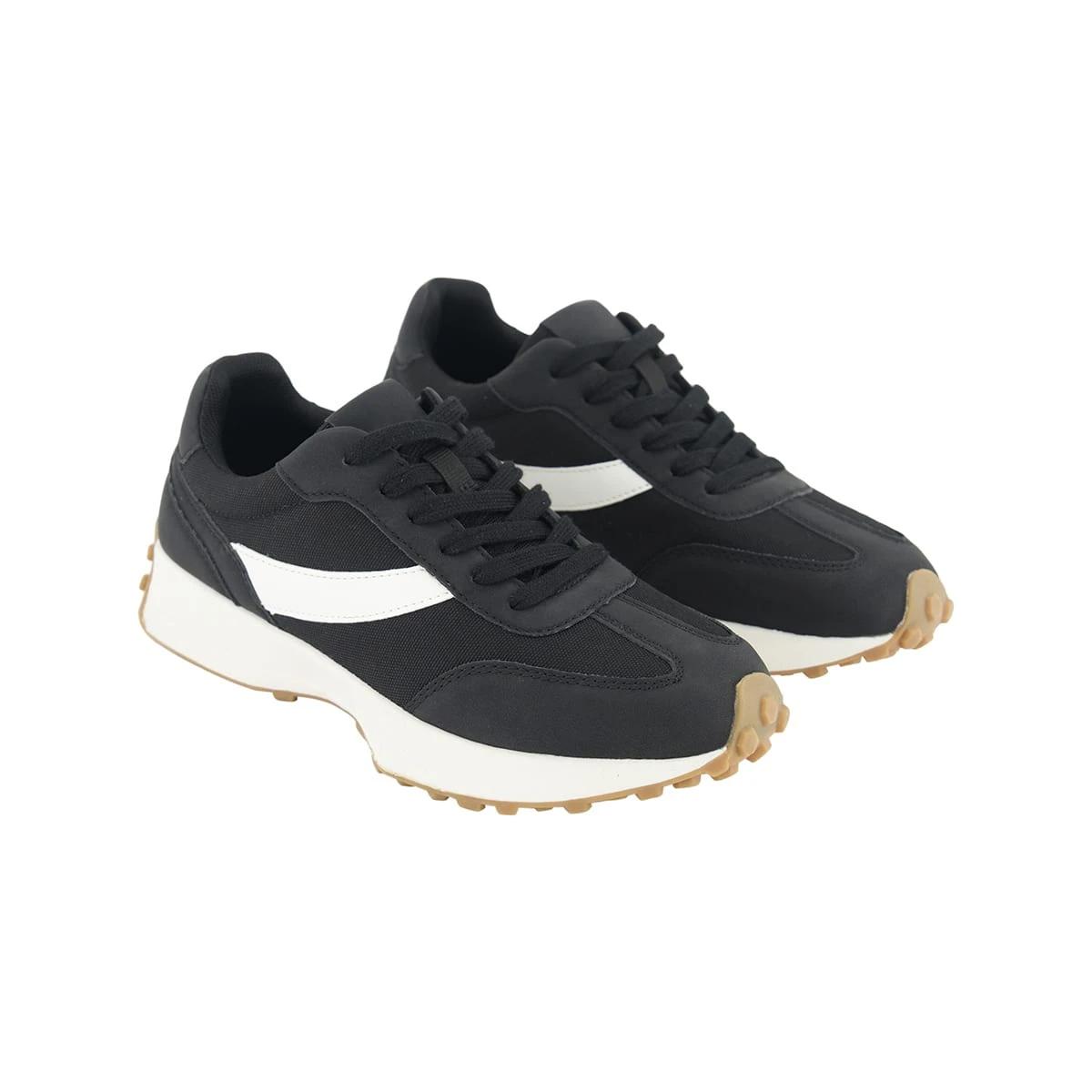4 Retro Look Lace-Up Sneakers Black, 4 of 5