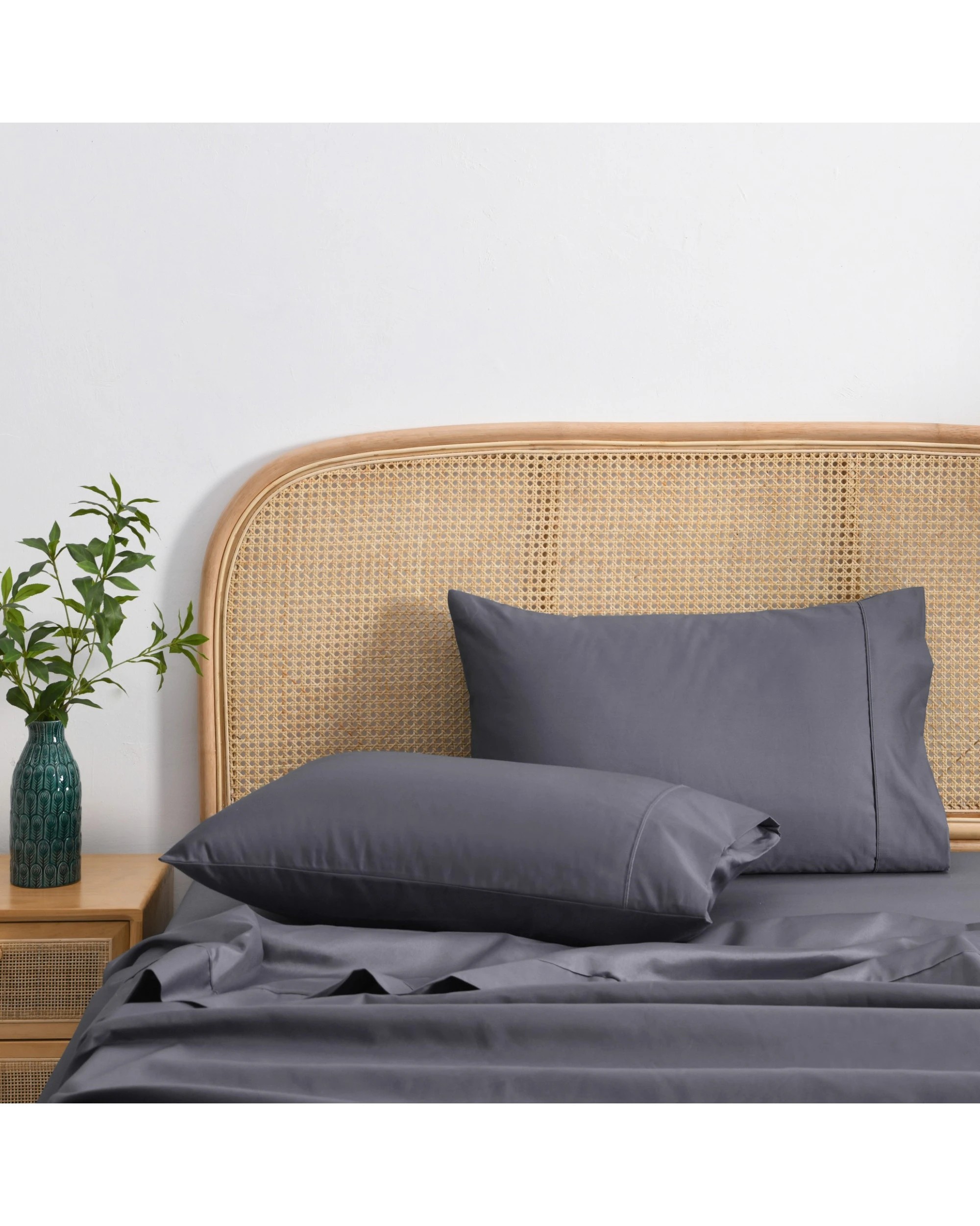 1 Dreamaker 1500TC Cotton Rich Standard Pillowcase Twin Pack - Charcoal, 1 of 3
