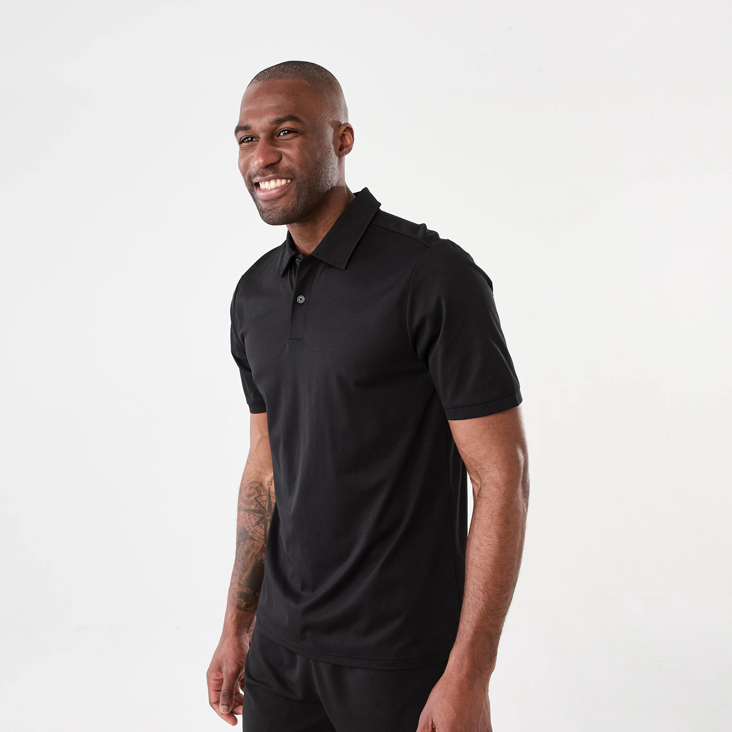 2 Active Mens Regular Training Polo Shirt BLACK, 2 of 6