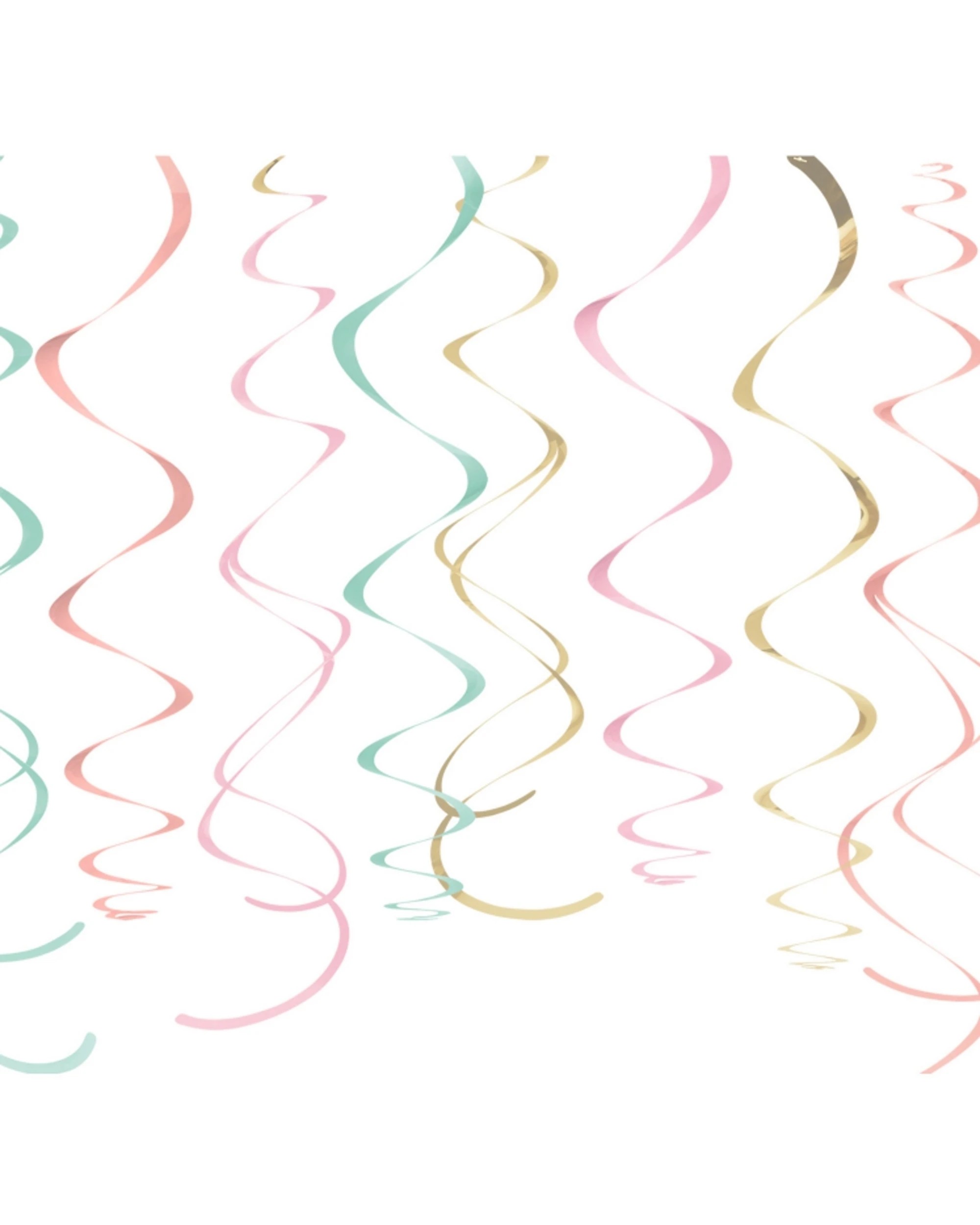 1 Amscan Inc. Pastel Mint Pink Coral and Gold Swirls Pack of 12 - Green, 1 of 2