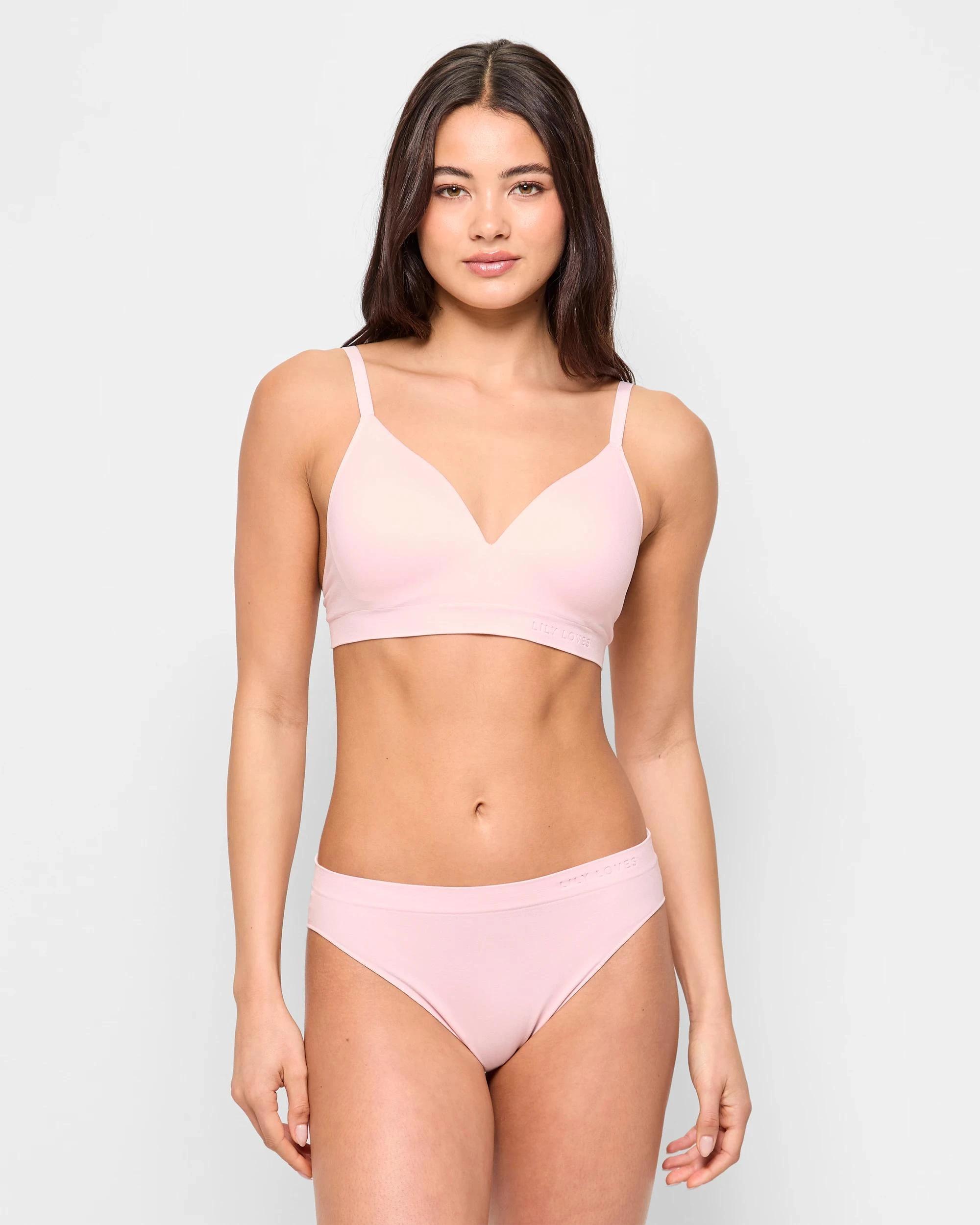 2 Lily Loves Seamfree Embossed Wirefree T-Shirt Crop Bra CAMEO PINK, 2 of 4