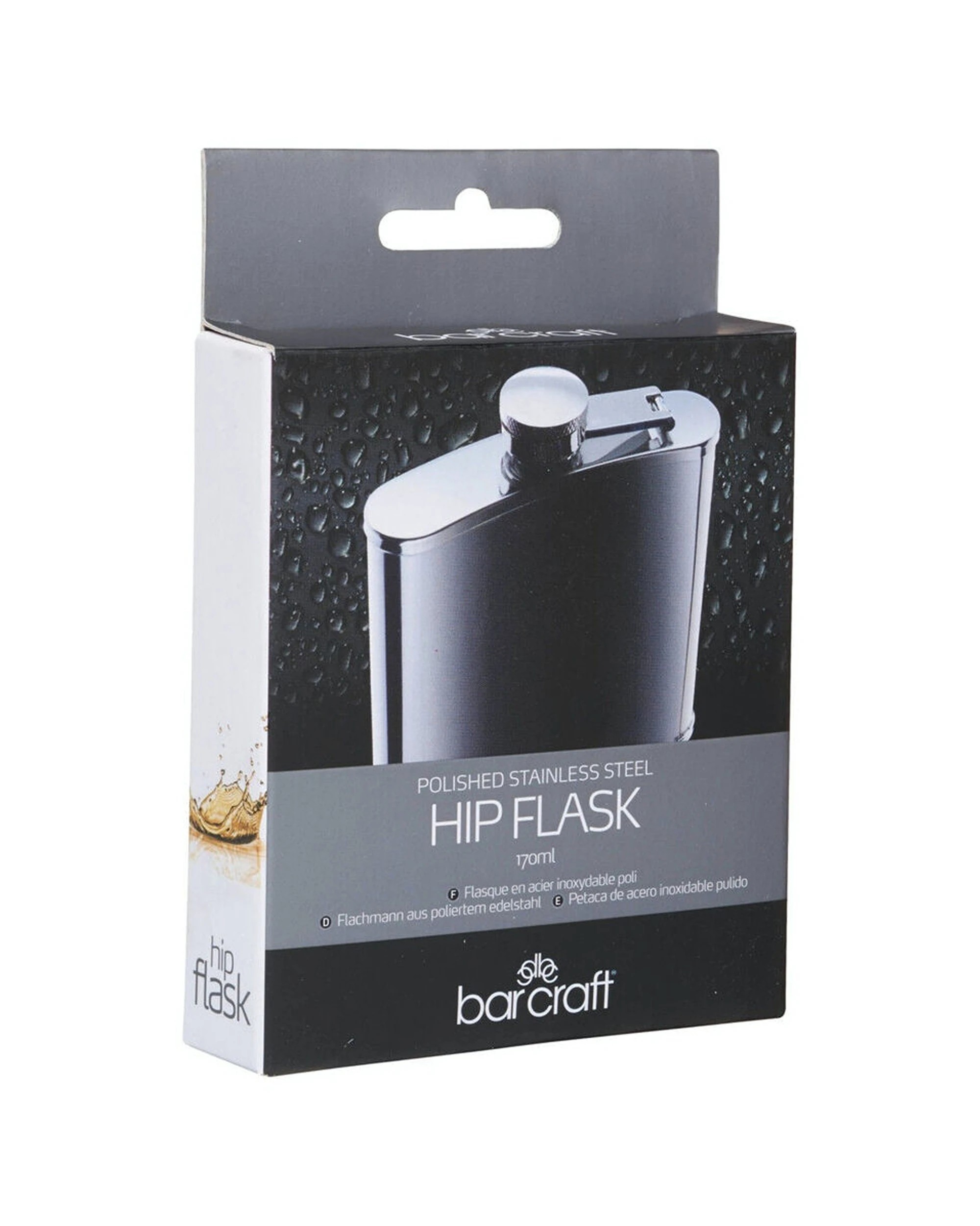 3 BarCraft 2PK Polished Stainless Steel Hip Flask 170ml Portable Drinkware - Silver, 3 of 7