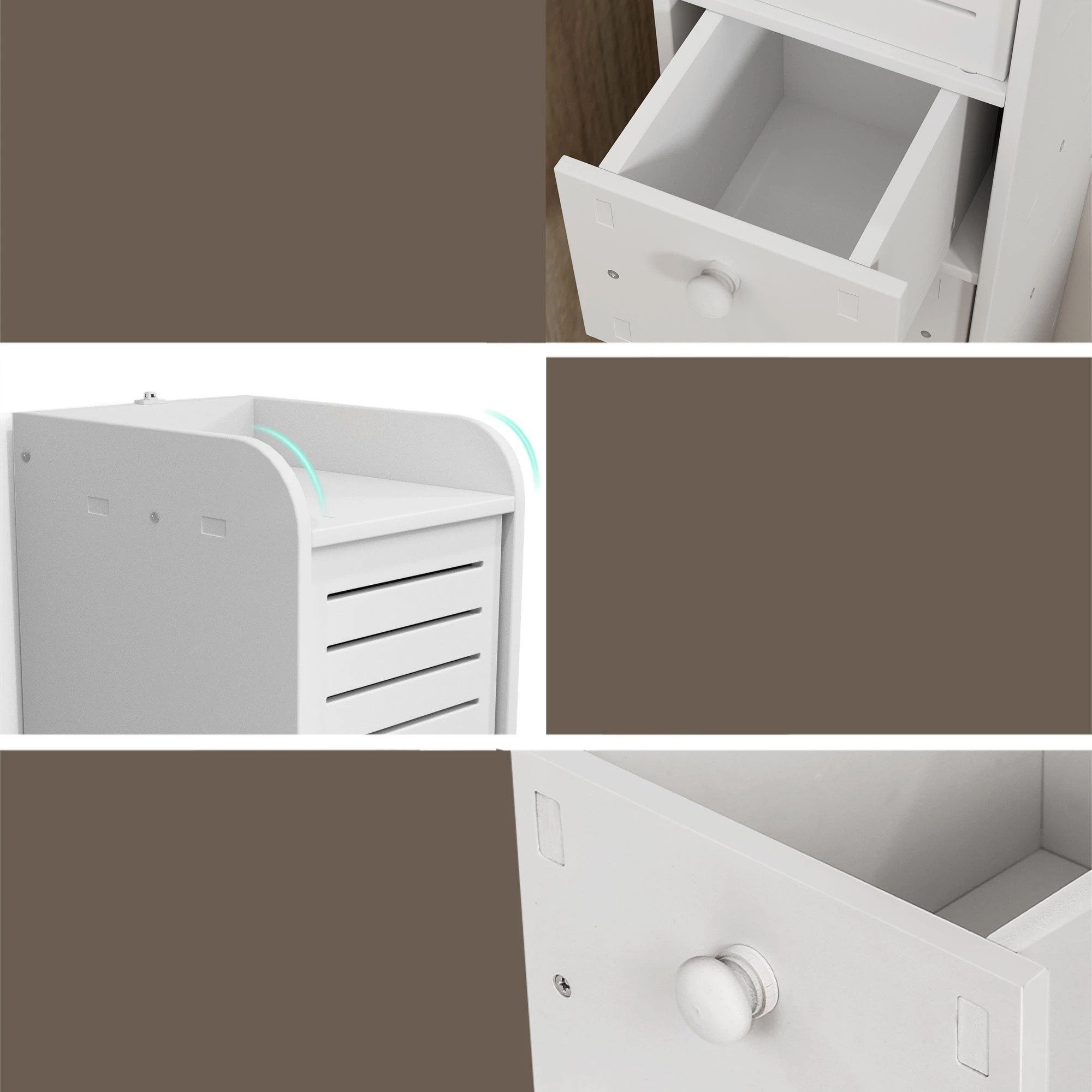 6 Artiss 2X Bathroom Toilet Storage Cabinet Laundry Tallboy Cupboard - White, 6 of 8