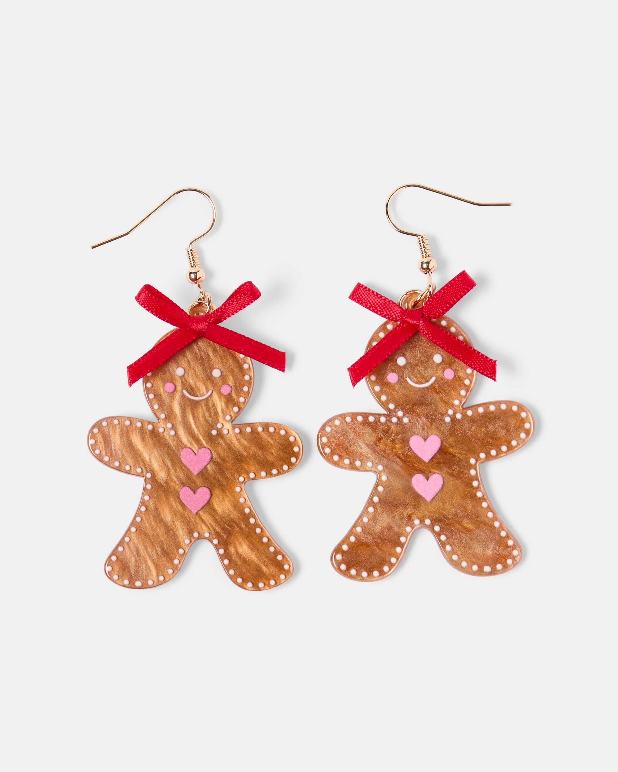 1 Christmas Gingerbread Earrings - Gold Tone and Brown, 1 of 4
