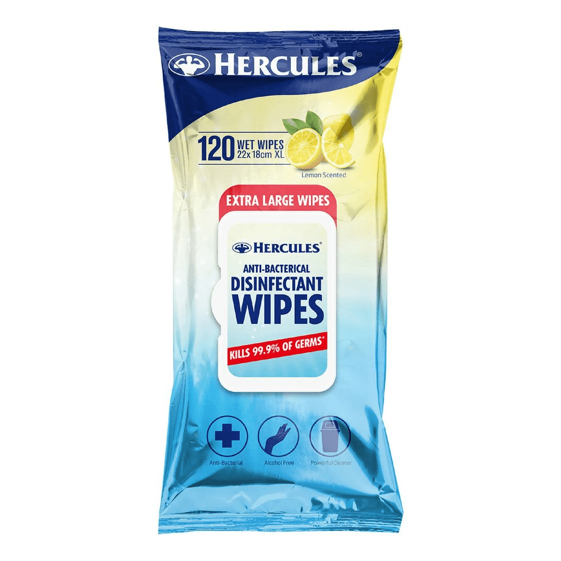 1 Hercules Antibacterial Disinfectant Wipes Lemon Extra Large, 1 of 1
