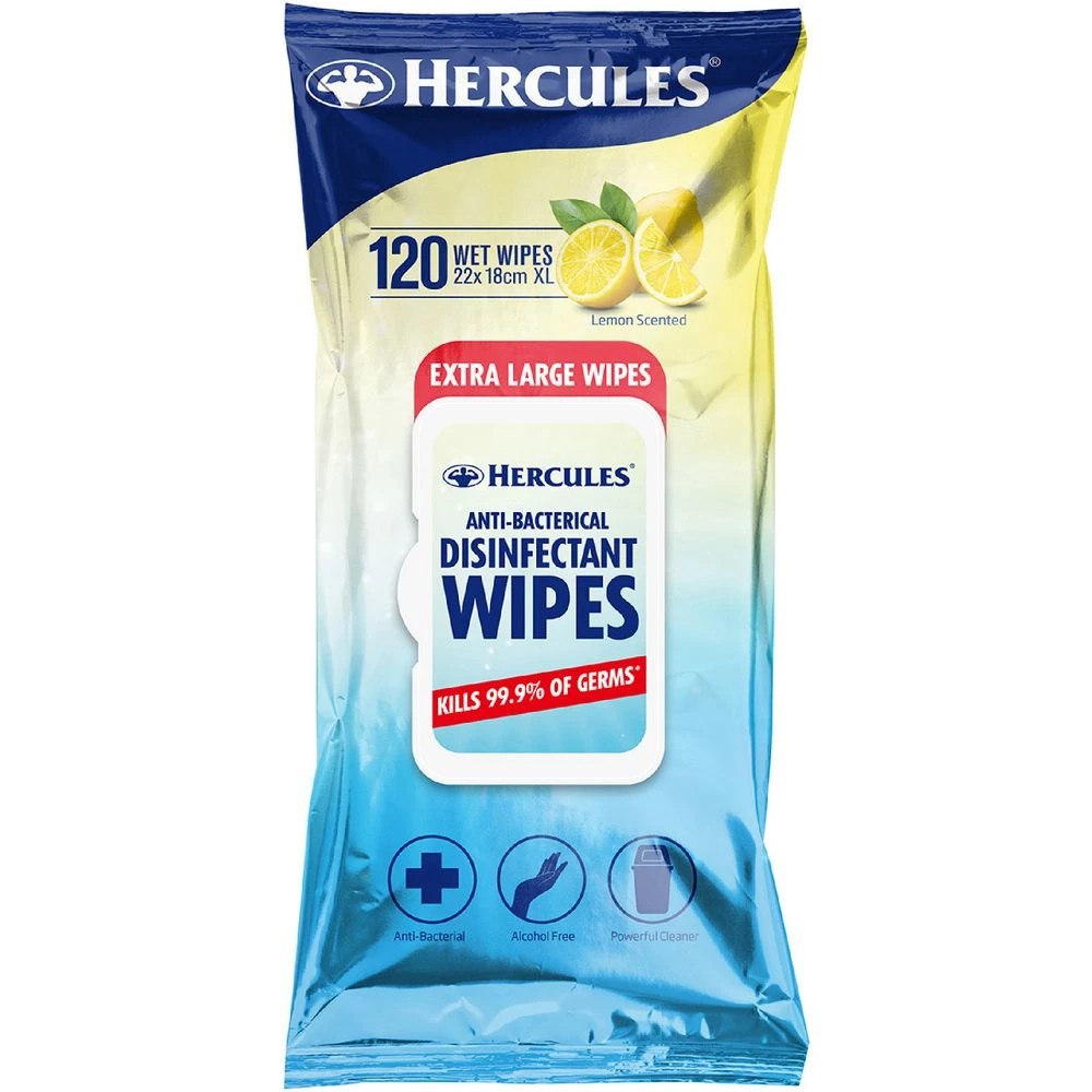 1 Hercules Antibacterial Disinfectant Wipes Lemon Extra Large, 1 of 1