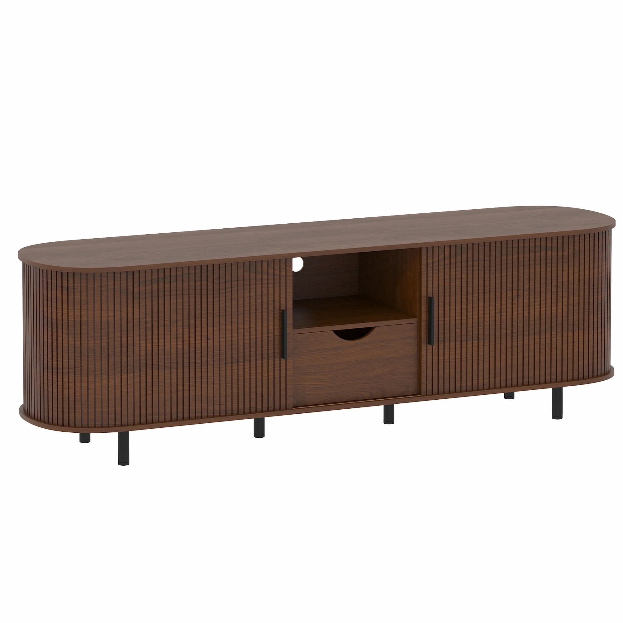 1 Advwin 160cm TV Unit Cabinet with Sliding Door - Brown, 1 of 8