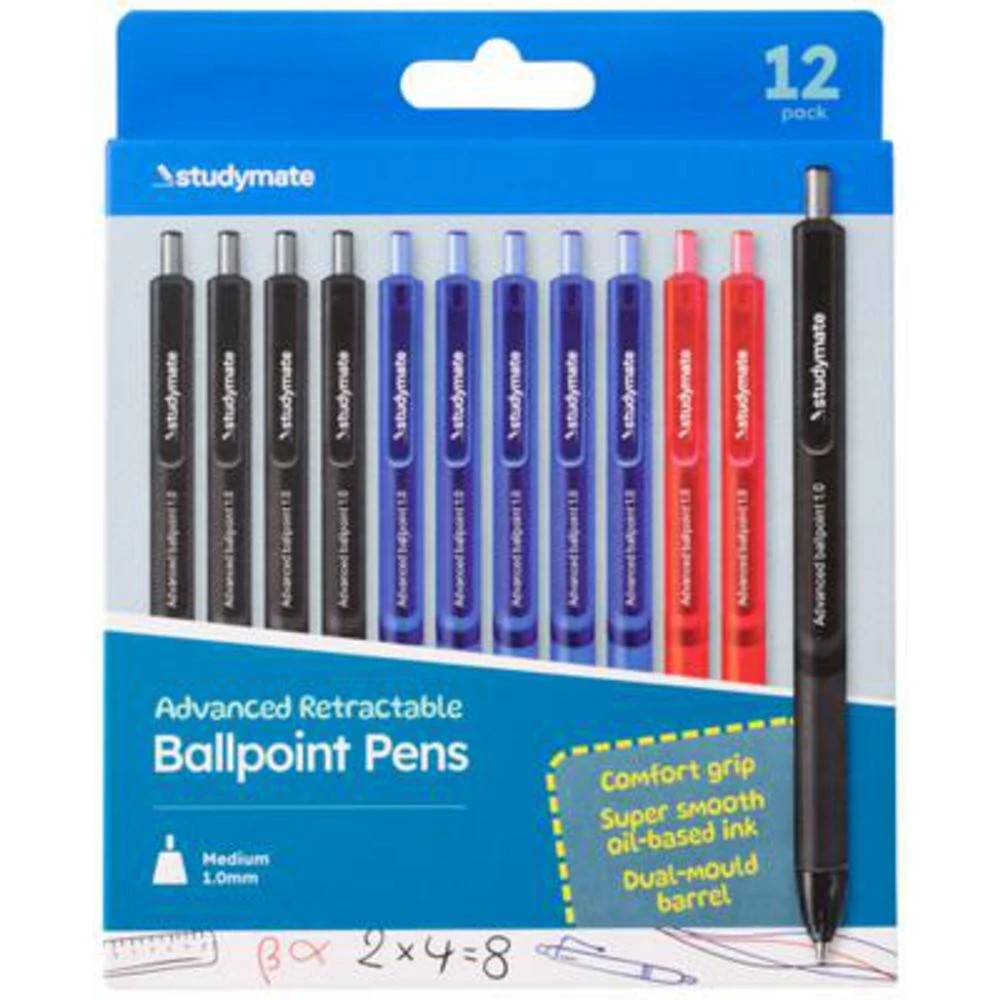 1 Studymate 1mm Semi-Gel Retractable Ballpoint Pen 12 Pack, 1 of 6