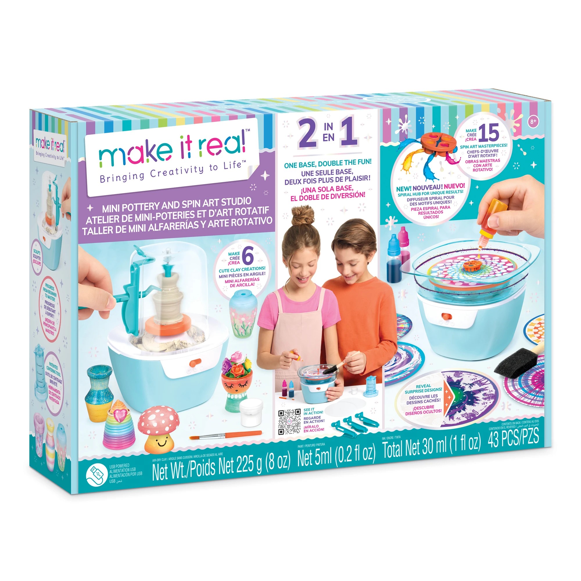 1 43 Piece Make It Real Mini Pottery and Spin Art Studio, 1 of 2