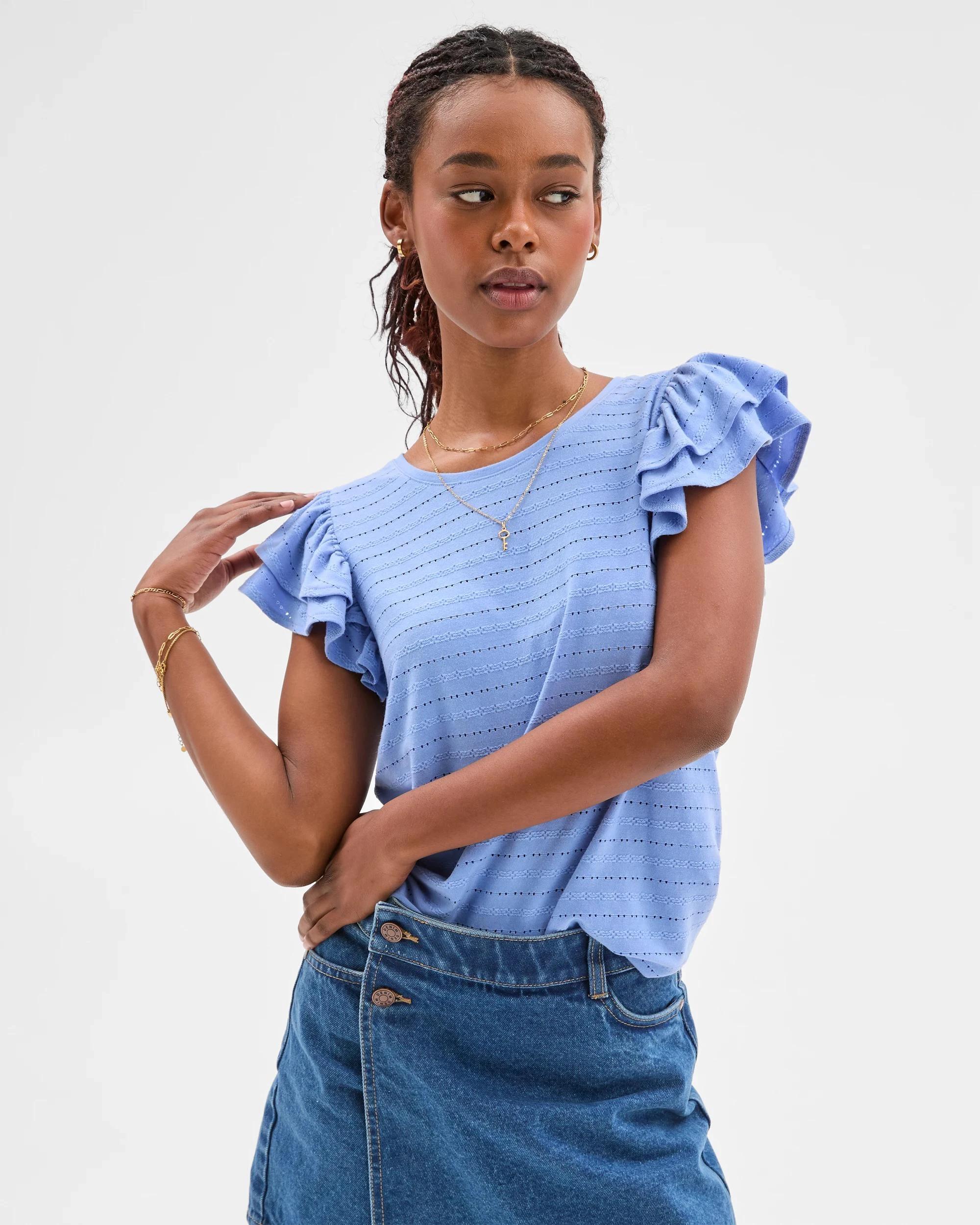 7 Target Petites Ruffle Embroidered T-Shirt HYDRANGEA BLUE, 7 of 7