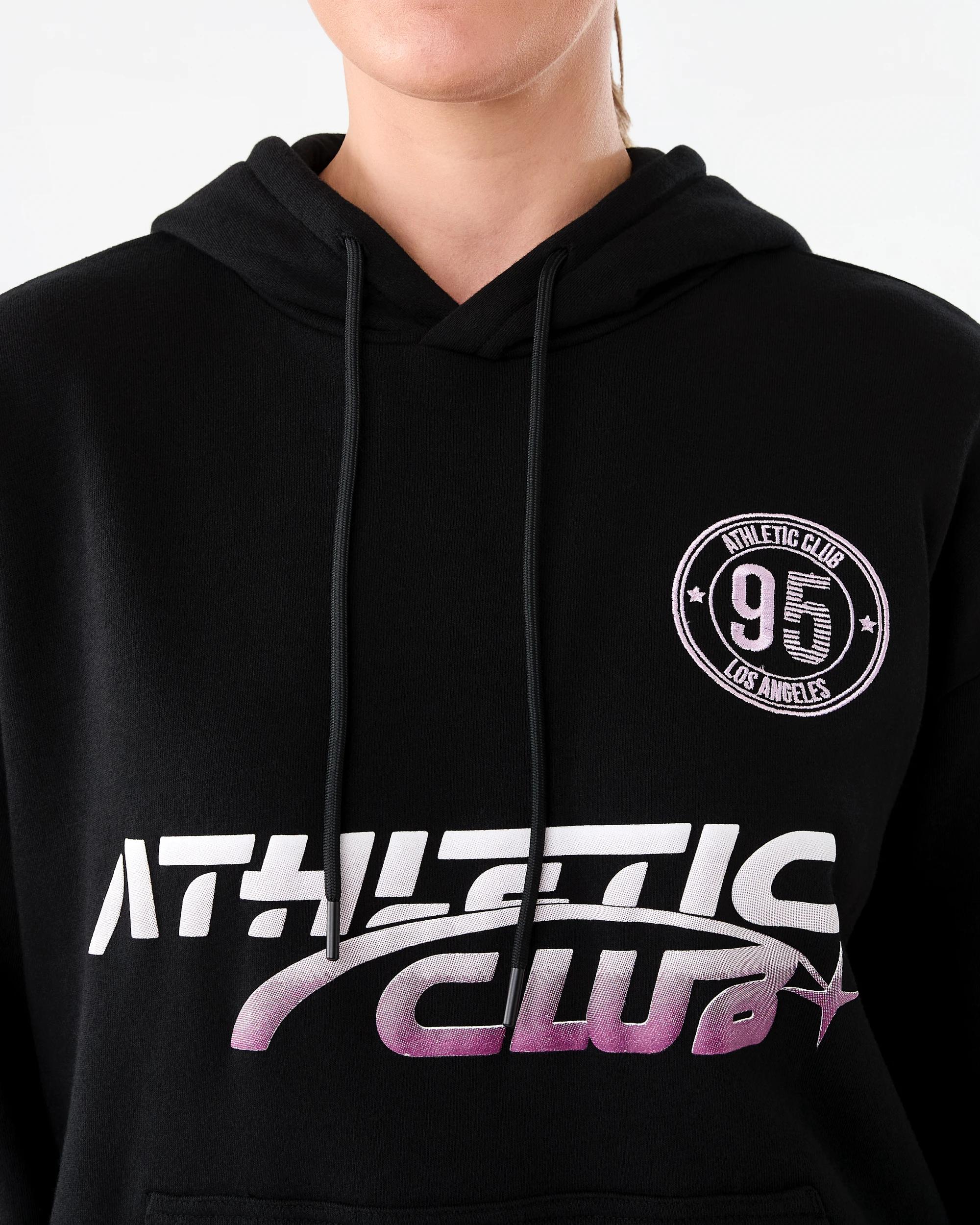 5 Active Womens Graphic Fleece Hoodie Black, 5 of 10