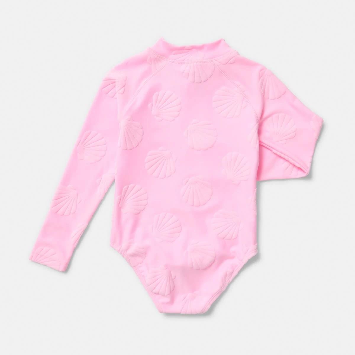 6 Long Sleeve One Piece Swimsuit Pnk Shell, 6 of 8