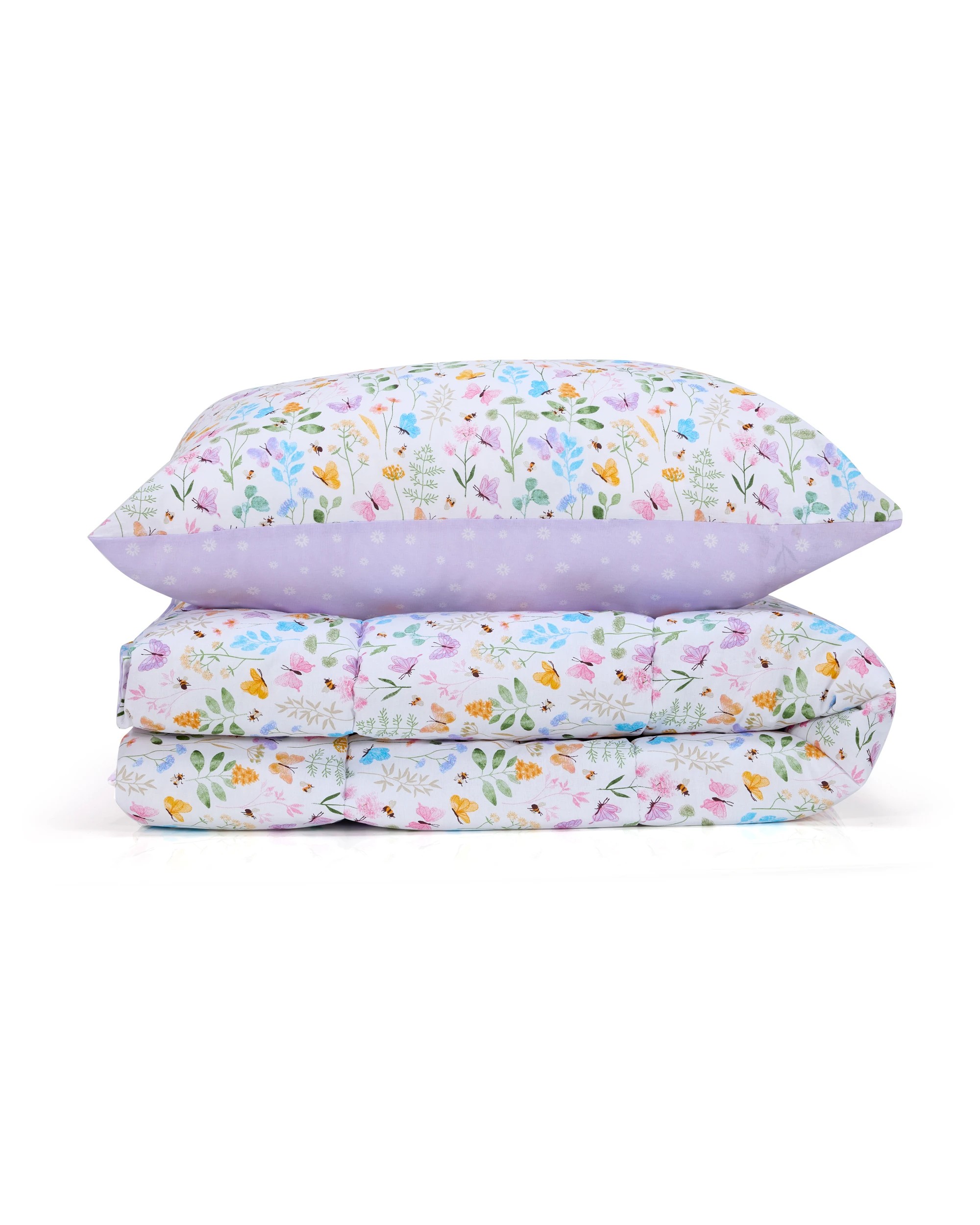 2 Reversible Cotton Cover Cot Comforter Set - Butterfly, 2 of 6