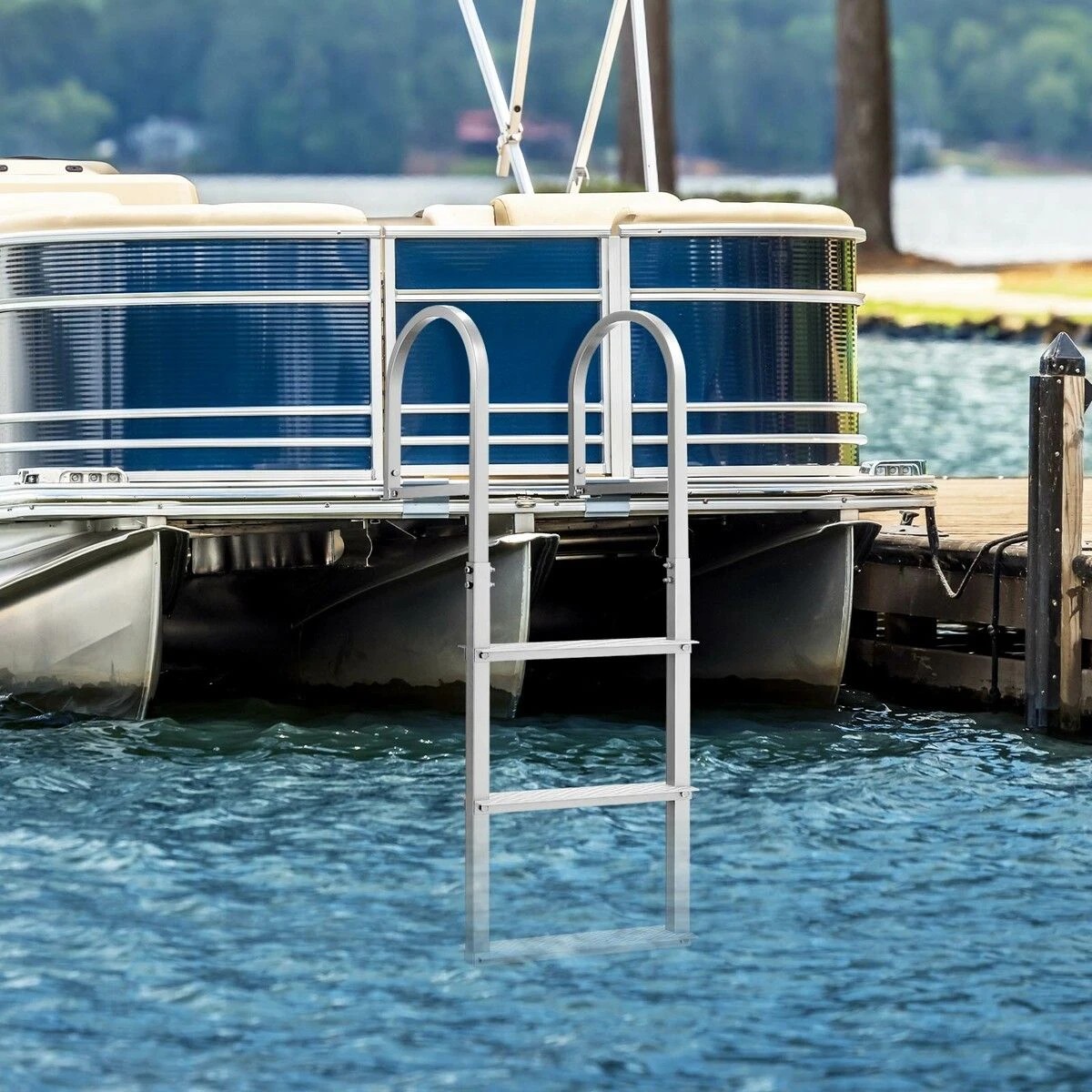 3 OGL 3-Step Boat Dock Pool Ladder Removable Aluminium Stairs, 3 of 7