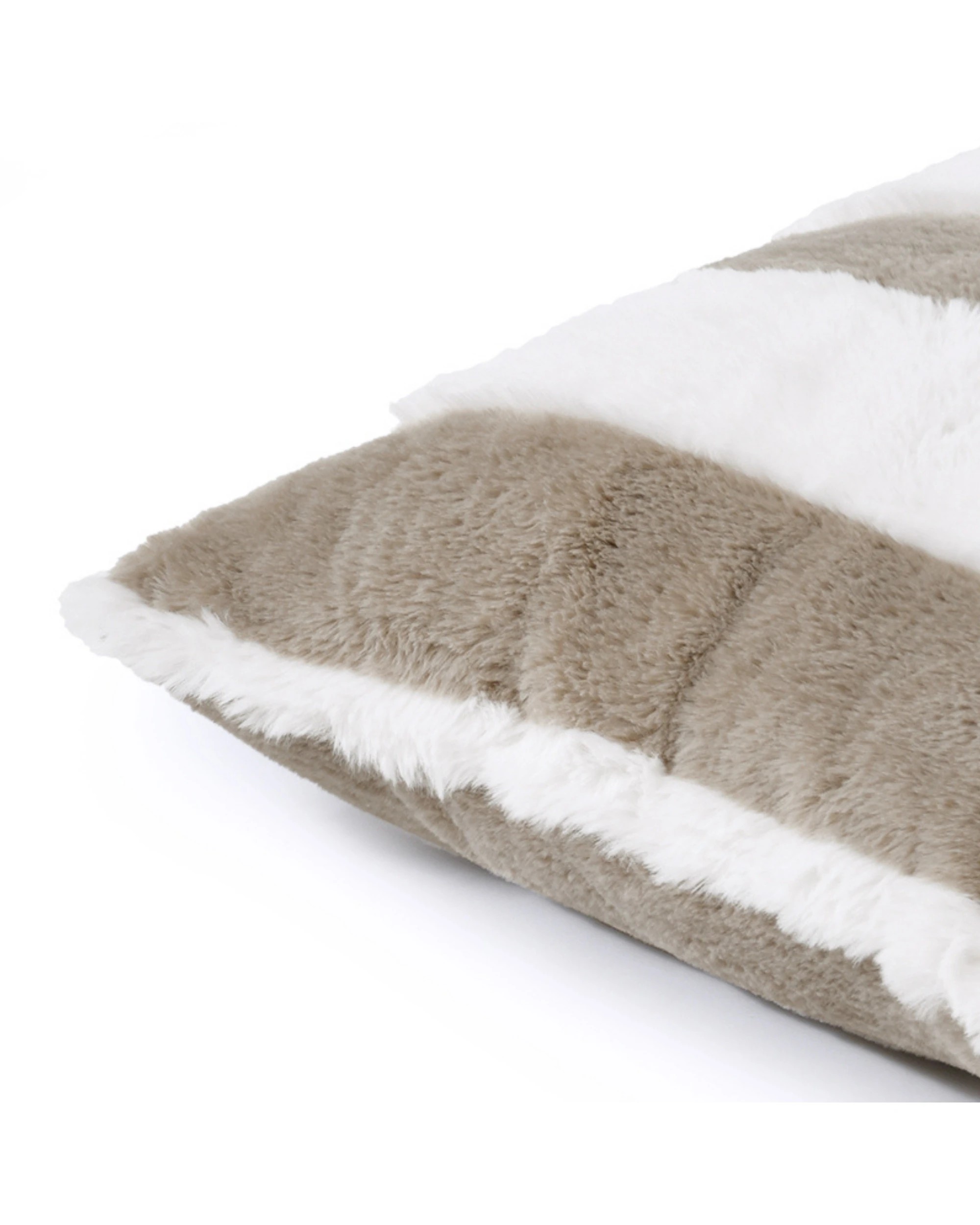 4 Dreamaker Denver Carved Stripe Faux Fur Cushion 50x50cm - Natural, 4 of 6