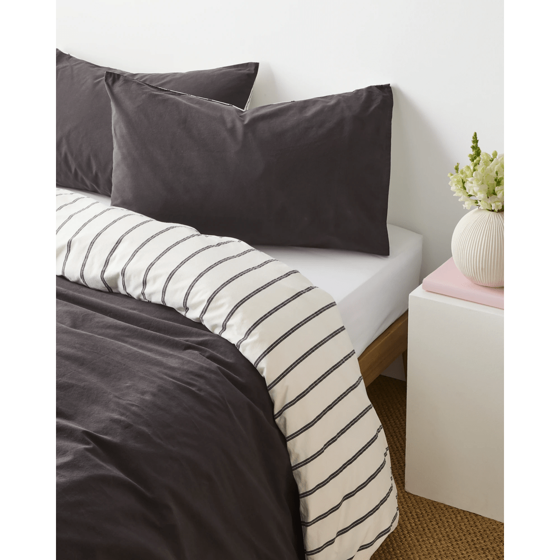 1 Arlo Stonewash Stripe 2 Pack Pillowcases
 - Queen Bed
 - Black, 1 of 4