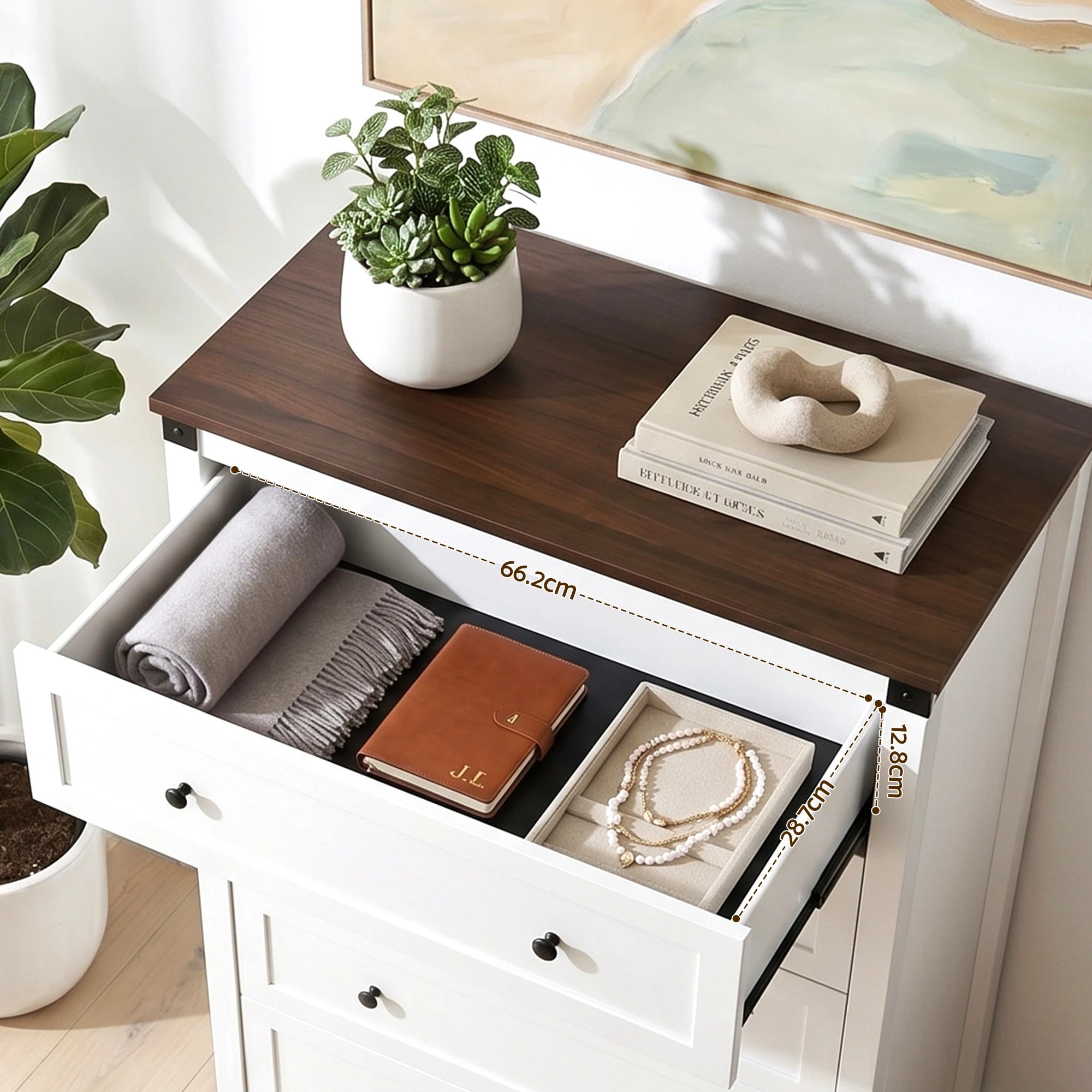 6 Artiss 5 Chest of Drawers Storage Tallboy Dresser Cabinet Bedroom - White, 6 of 9