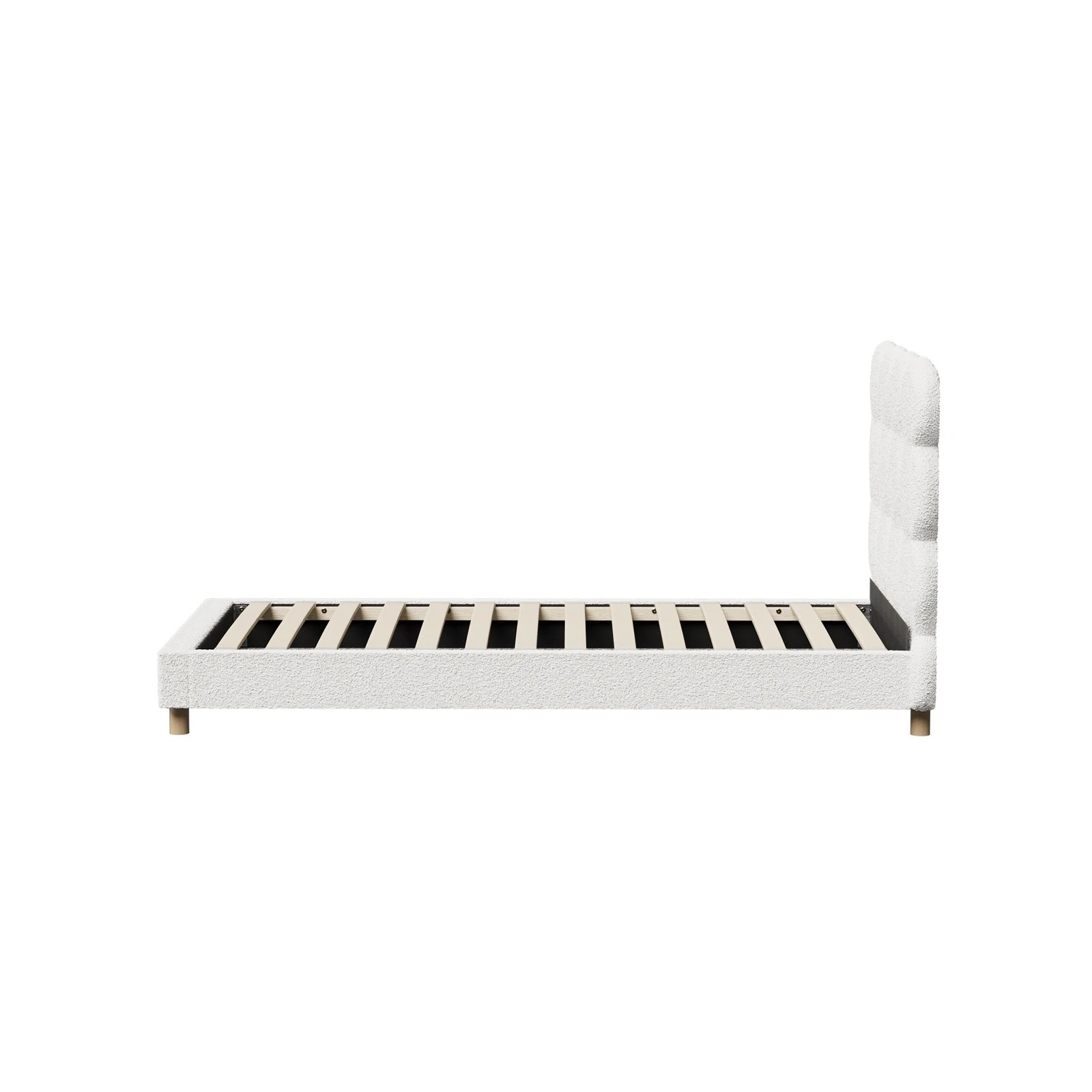 8 Oikiture Bed Frame Single Size Tufted Bedhead- White, 8 of 9
