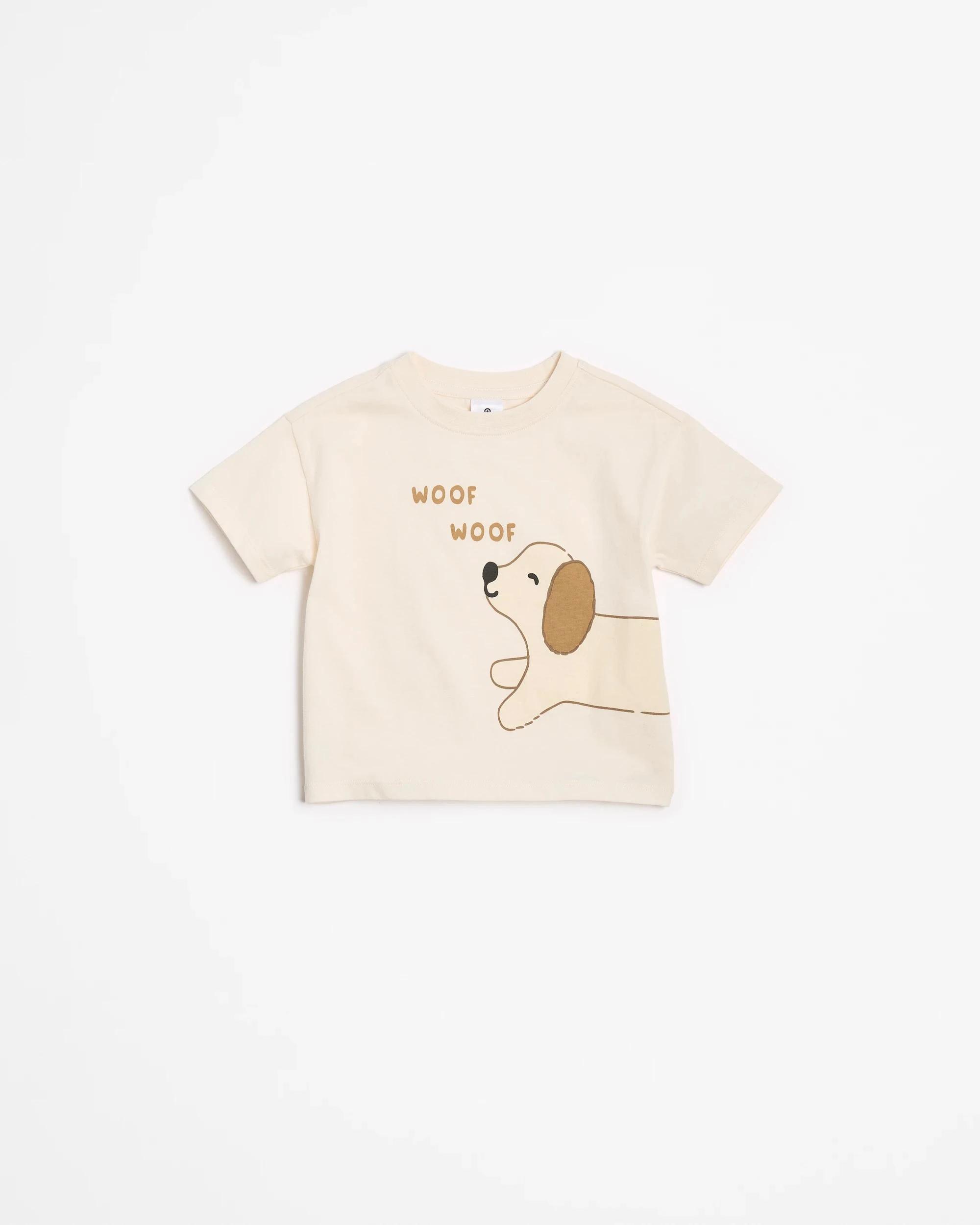 1 Target Baby Organic Cotton Oversized Print T-Shirt CREAM PUPPY, 1 of 3