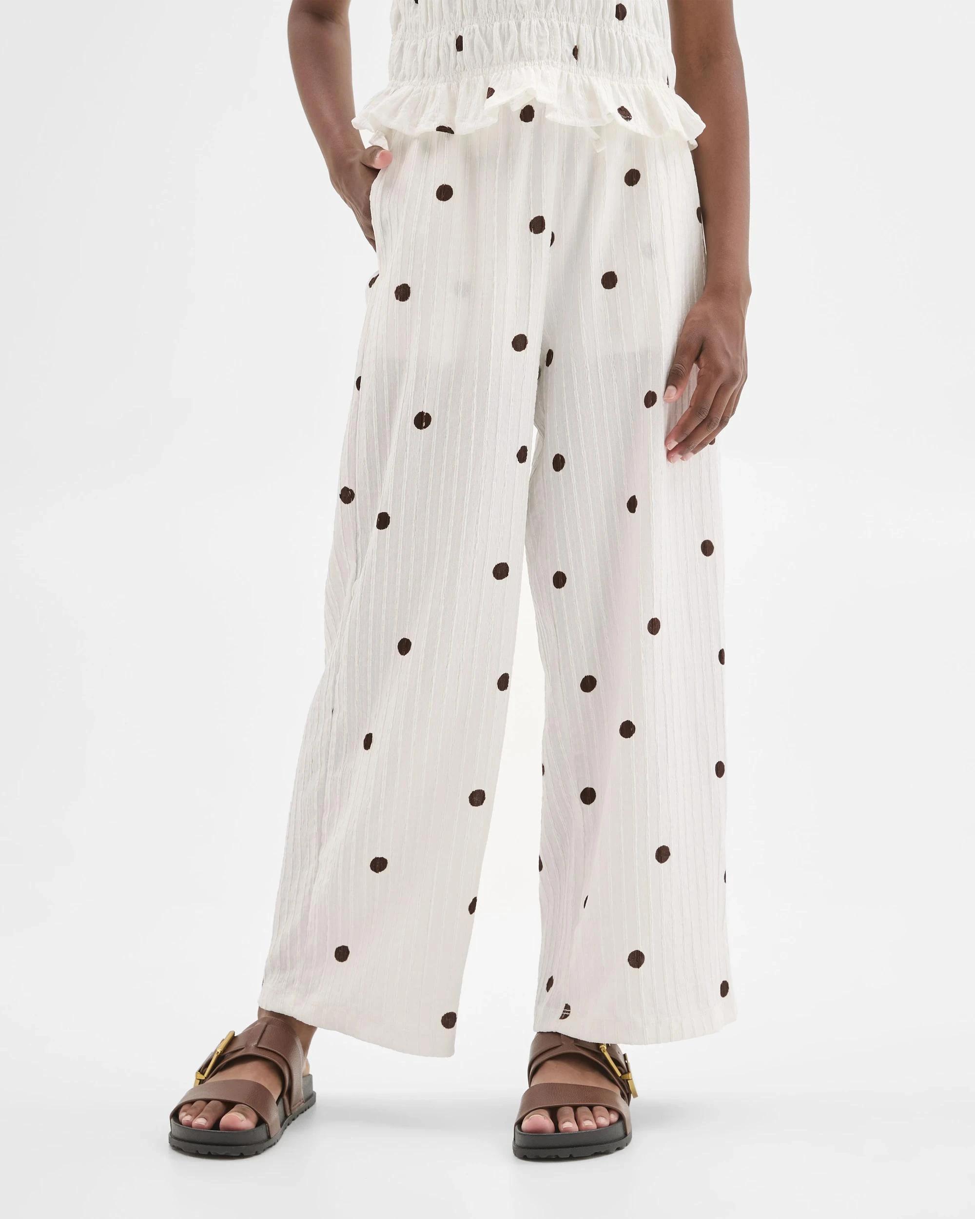 2 Target Kids Wide Leg Textured Pants SPOT WHITE, 2 of 7