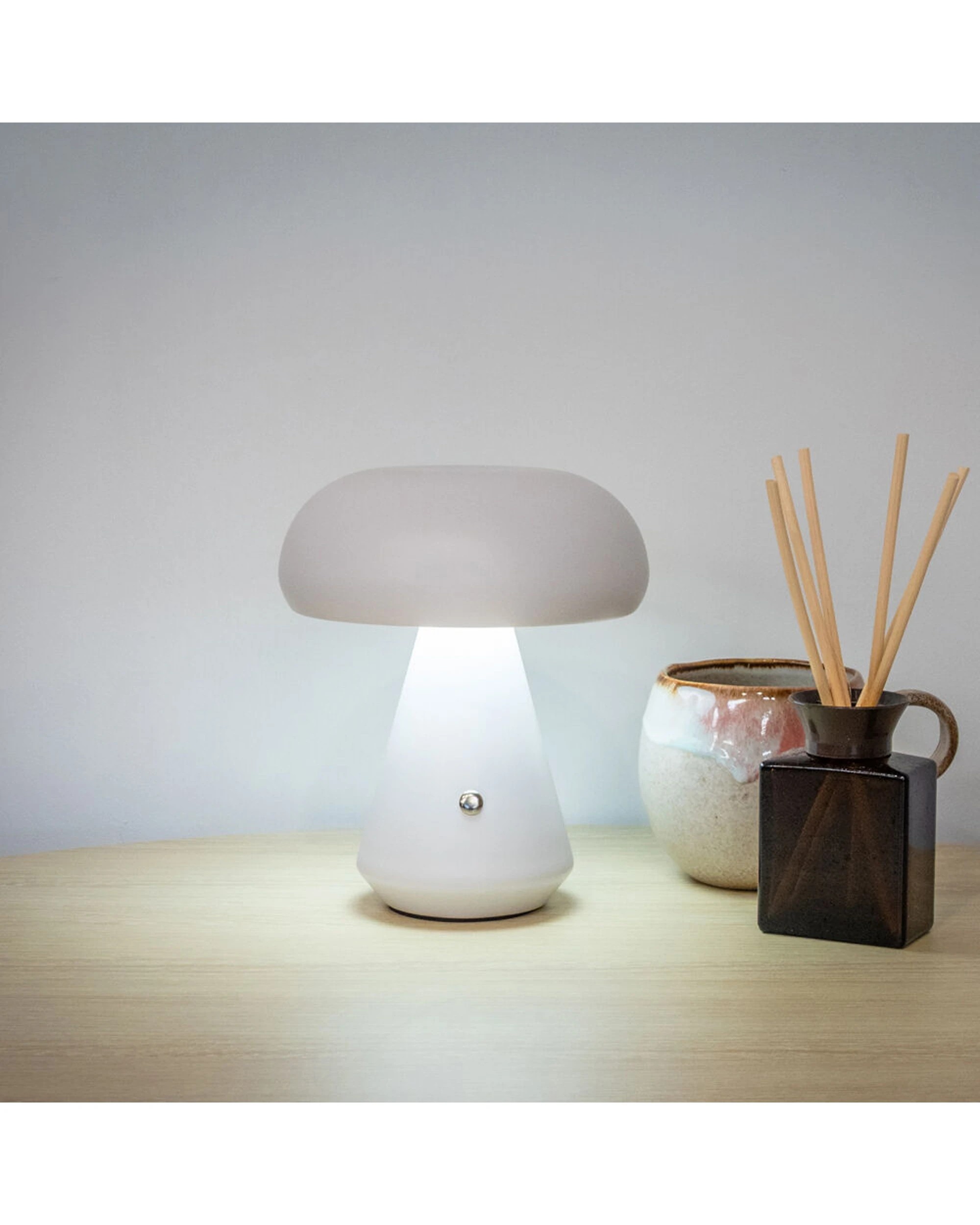 6 Boyle 2PK Rechargeable LED Table Lamp Mushroom Shape Battery 16x16x18cm - White, 6 of 7