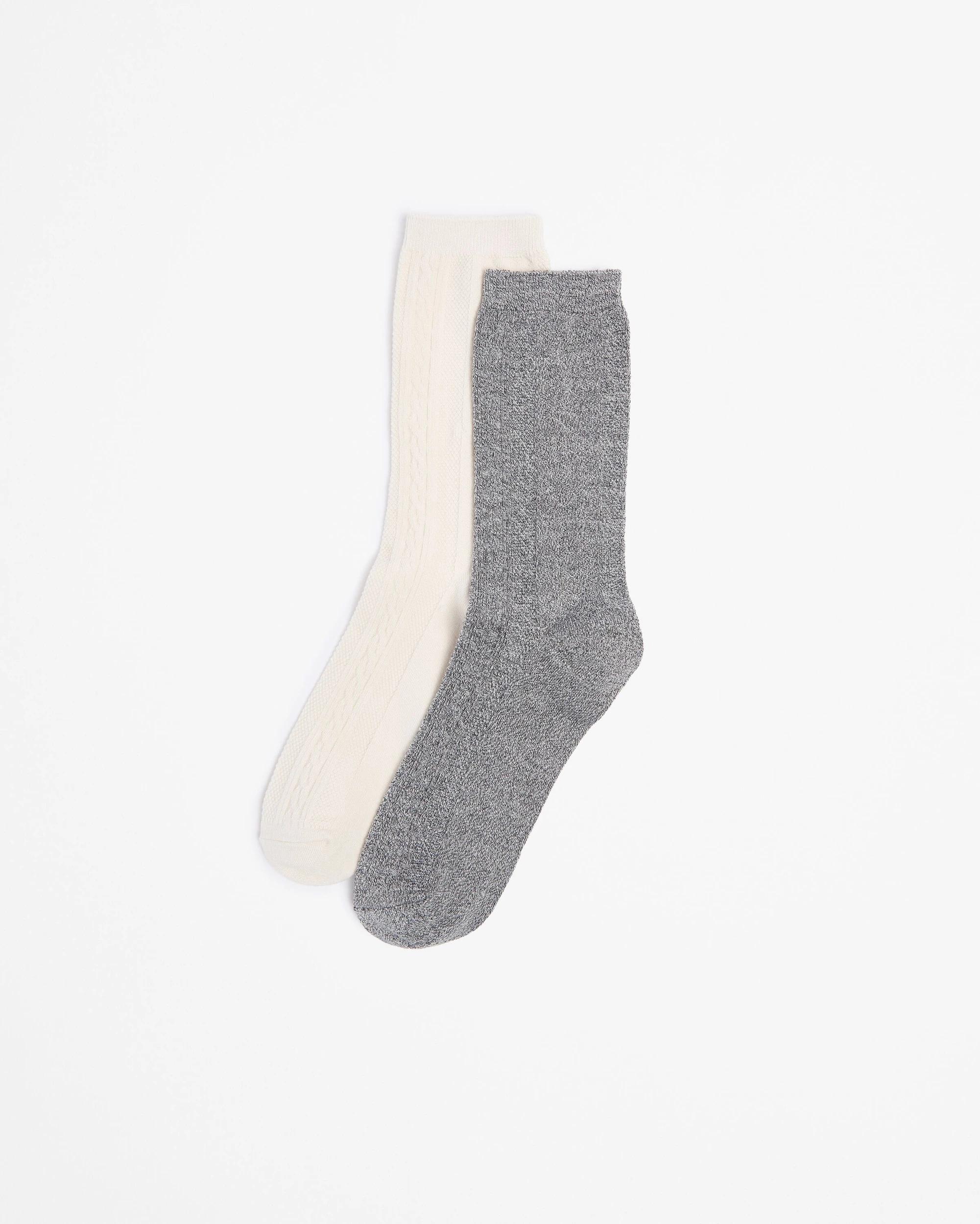 1 Target Woman Bamboo 2 Pack Cable Boot Socks GREY MARLE, 1 of 3