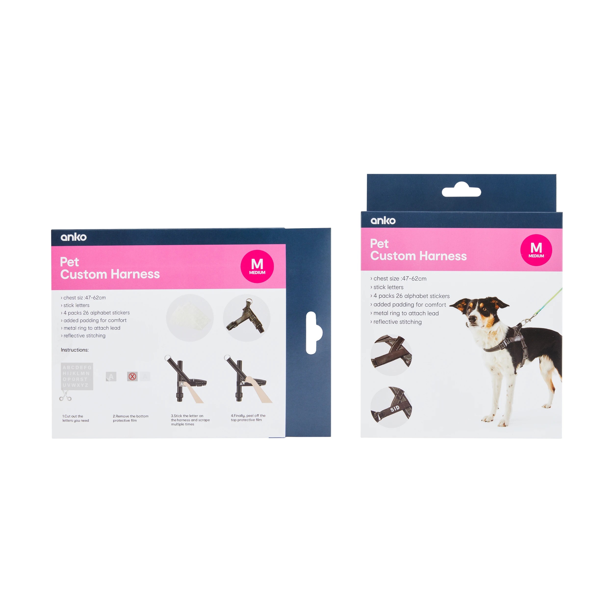 10 Pet Customisable Harness - Medium, Black, 10 of 10